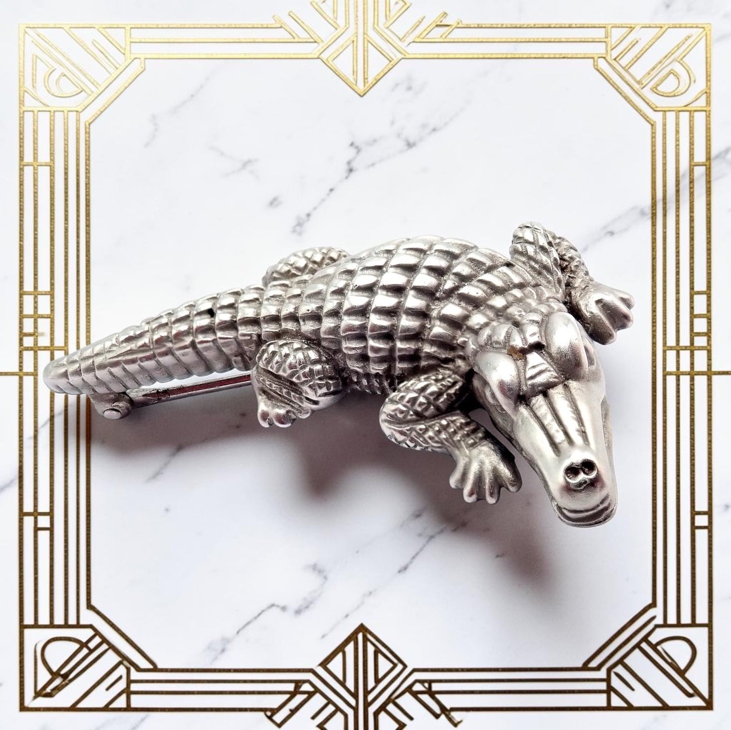 Kieselstein-Cord Jewelry & Watches:Fine Jewelry:Brooches & Pins Rare! Vintage Kieselstein Cord 18k White Gold Alligator Brooch Pin 1988