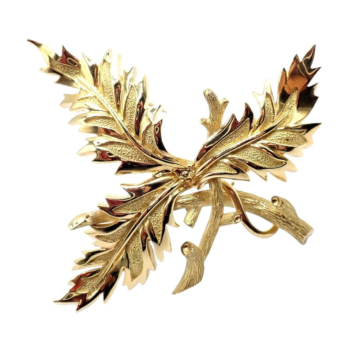 Tiffany & Co. Jewelry & Watches:Fine Jewelry:Brooches & Pins Vintage Tiffany & Co Schlumberger 18k Yellow Gold Large Leaf Brooch Pin