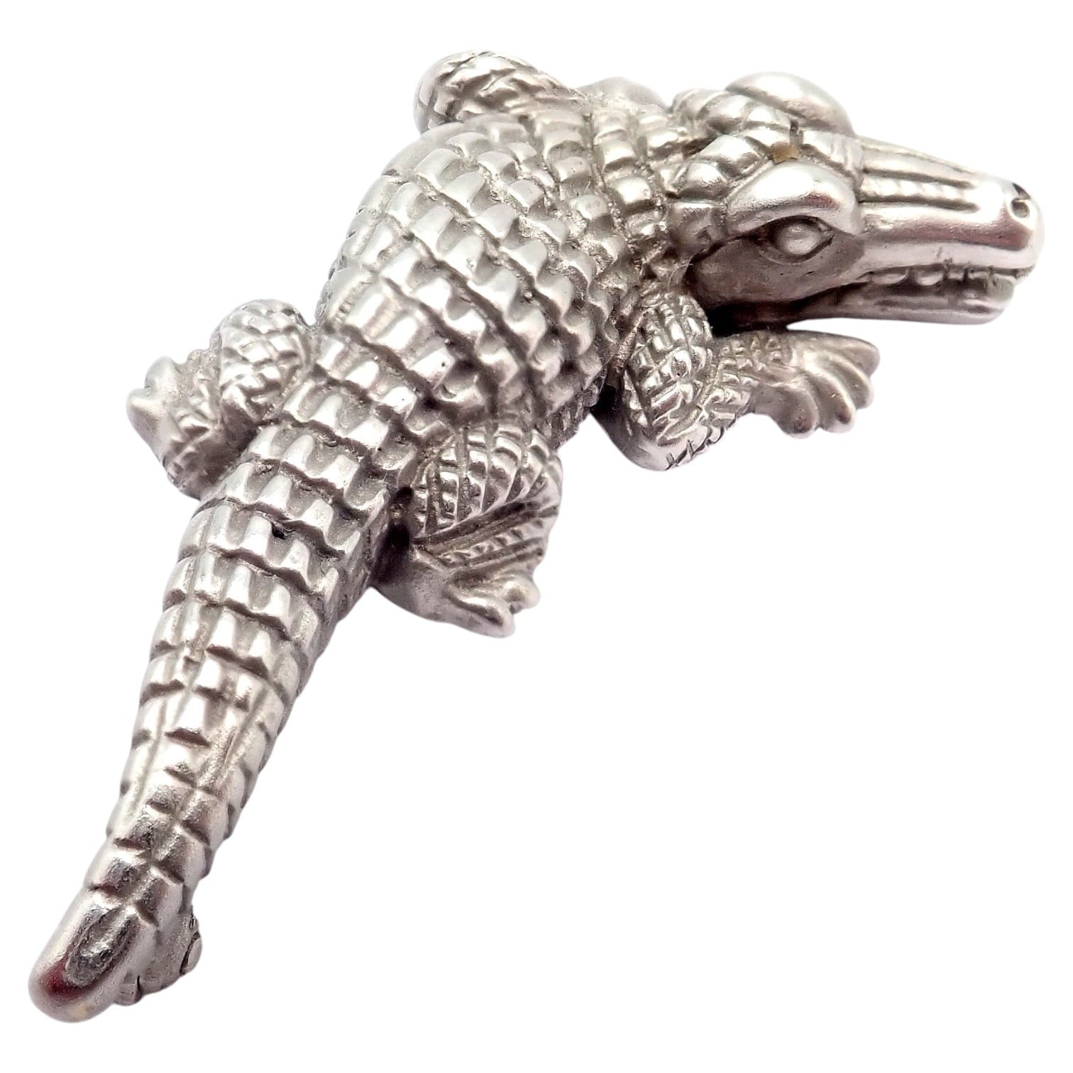 Rare! Vintage Kieselstein Cord 18k White Gold Alligator Brooch Pin 1988 | Fortrove