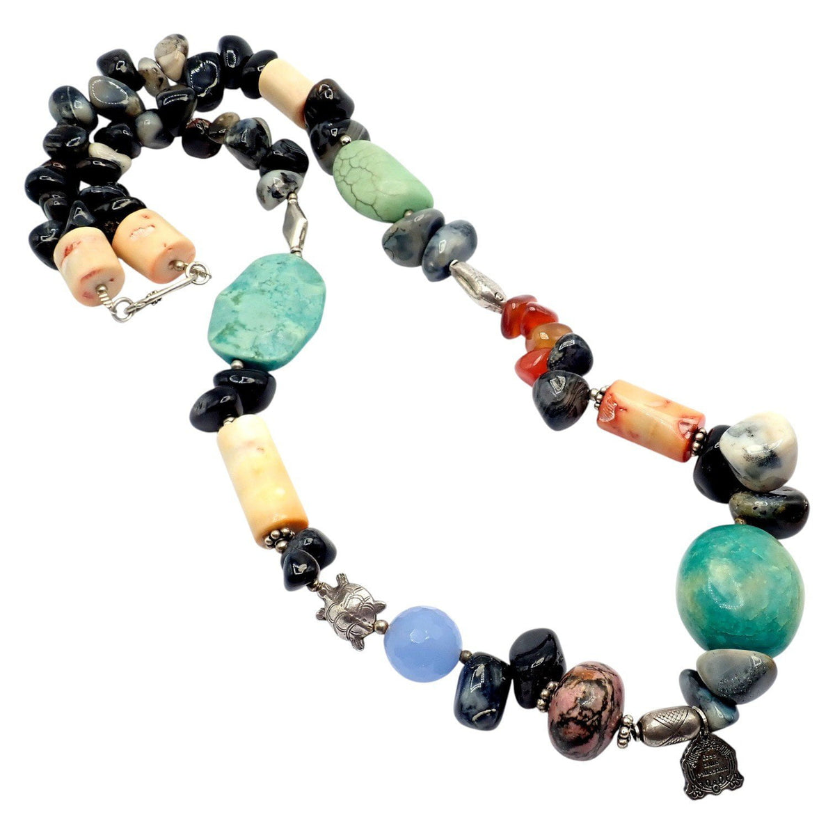 Buccellati Jewelry & Watches:Fine Jewelry:Necklaces & Pendants Rare! Mario Buccellati Free Time Silver Large Snake Turtle River Stone Necklace