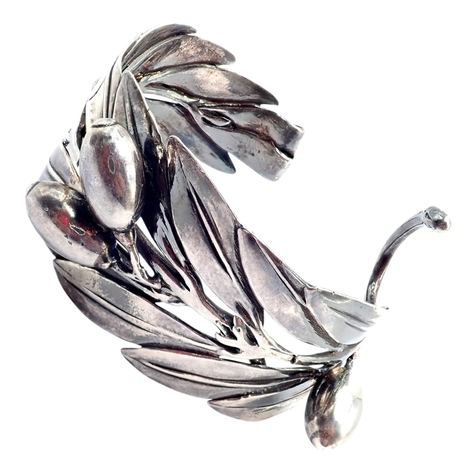 Rare! Vintage Mario Buccellati Silver Olive Leaf Branch Cuff Bracelet | Fortrove