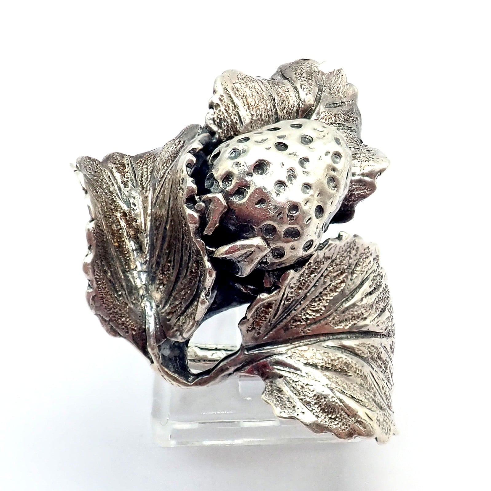 Buccellati Jewelry & Watches:Fine Jewelry:Rings Rare! Vintage Mario Buccellati Silver Strawberry Leaf Branch Ring Sz 7
