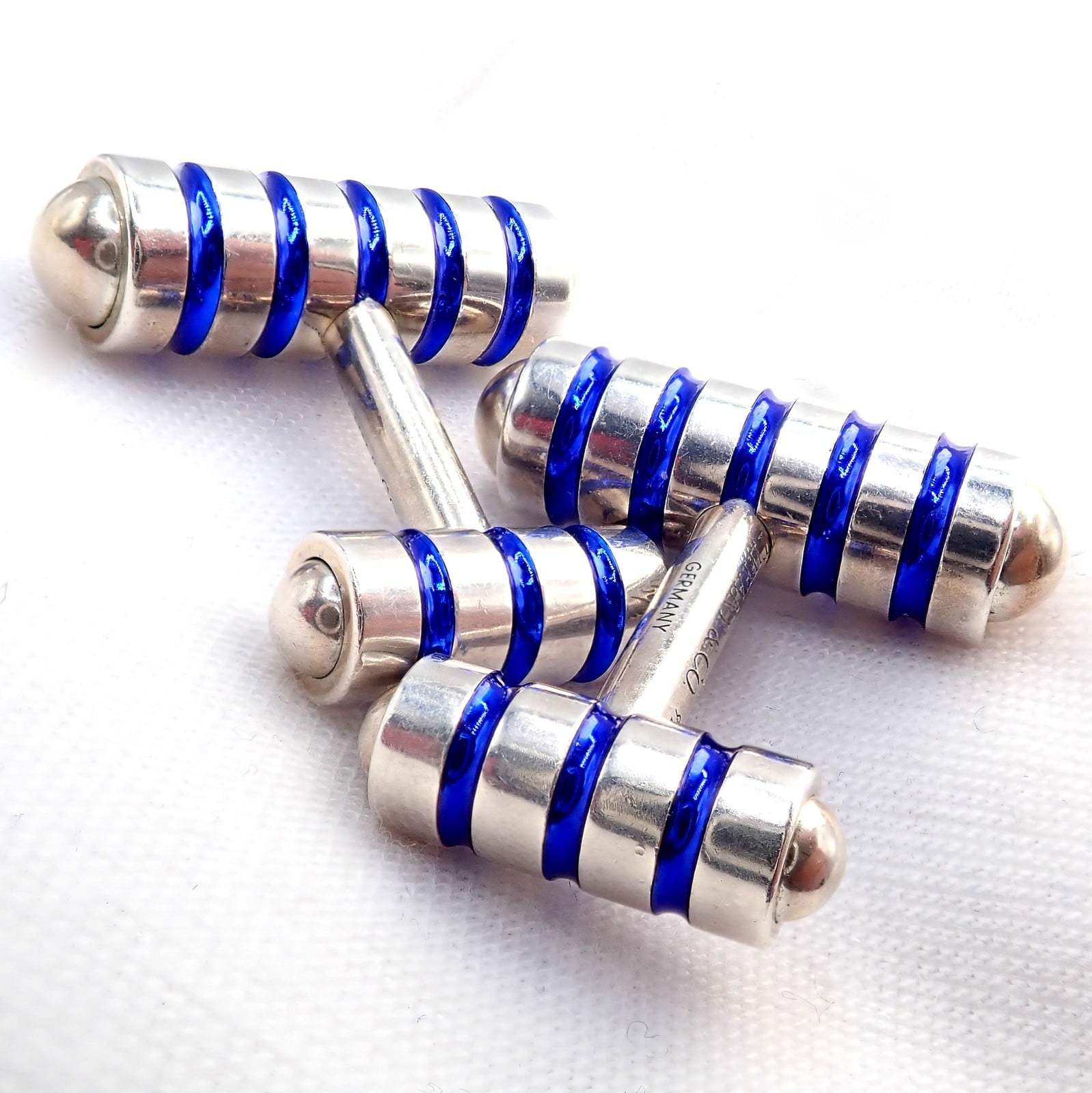 Tiffany & Co. Jewelry & Watches:Men's Jewelry:Cufflinks Tiffany & Co. Picasso Sterling Silver Cobalt Blue Enamel Cufflinks Germany