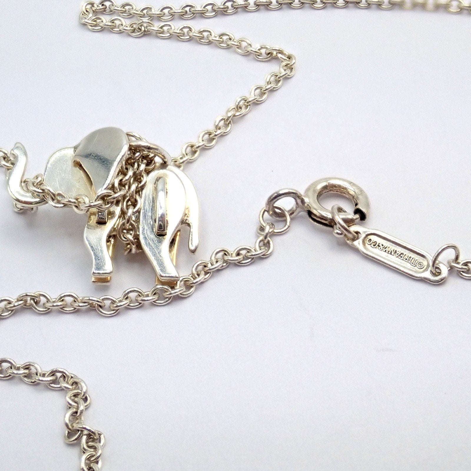 Tiffany & Co. Jewelry & Watches:Fine Jewelry:Necklaces & Pendants Rare! Tiffany & Co Silver Save The Wild Elephant Puzzle Pendant Necklace
