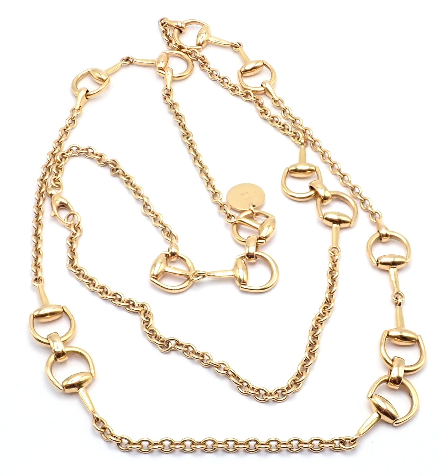 Gucci Jewelry & Watches:Fine Jewelry:Necklaces & Pendants Authentic! Gucci Equestrian 18k Yellow Gold 36" Long Horsebit Link Necklace