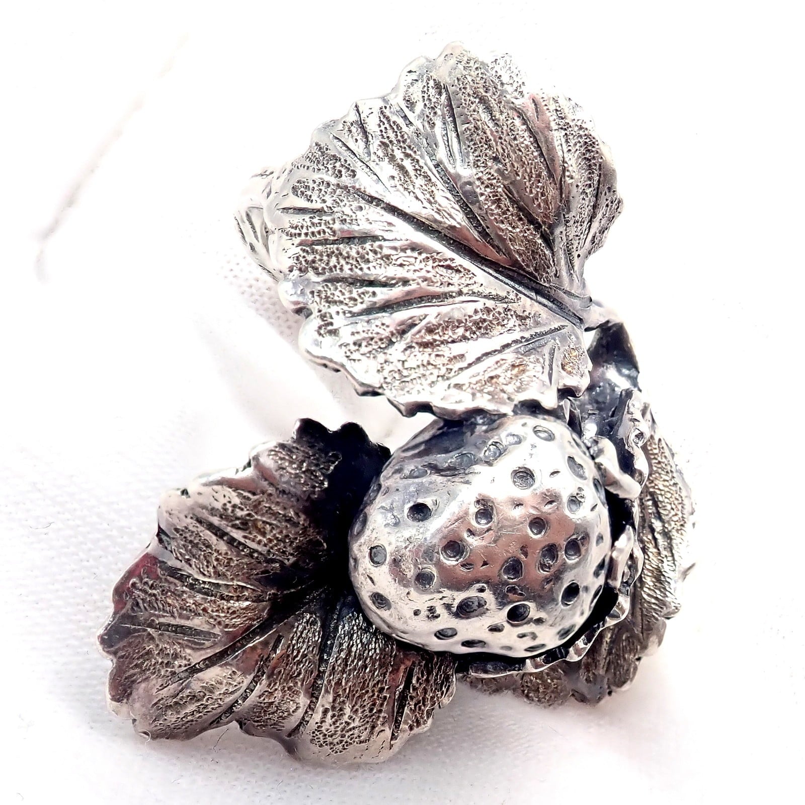 Buccellati Jewelry & Watches:Fine Jewelry:Rings Rare! Vintage Mario Buccellati Silver Strawberry Leaf Branch Ring Sz 7