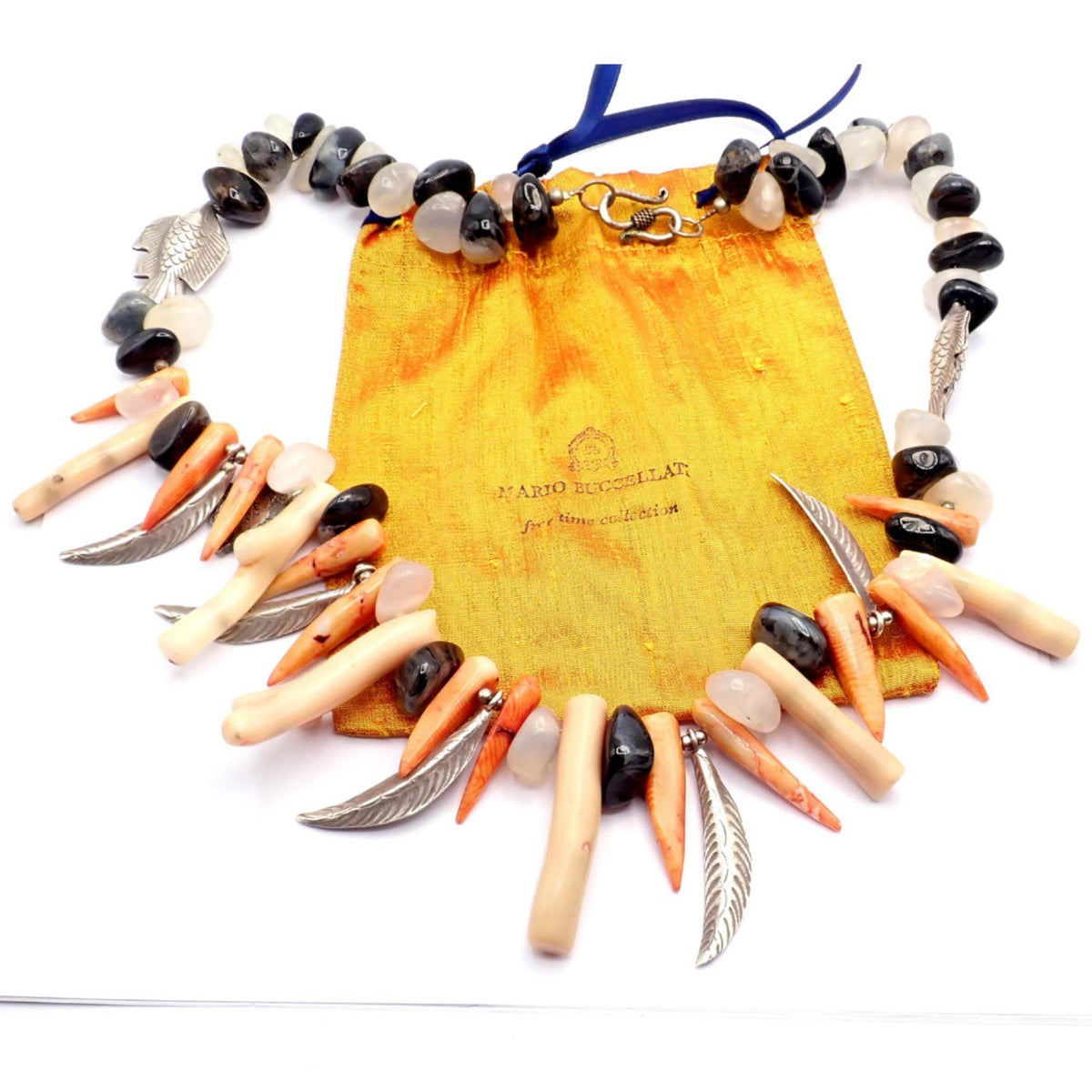 Buccellati Jewelry & Watches:Fine Jewelry:Necklaces & Pendants Rare! Mario Buccellati Free Time Silver Large Flying Fish Feather Coral Necklace