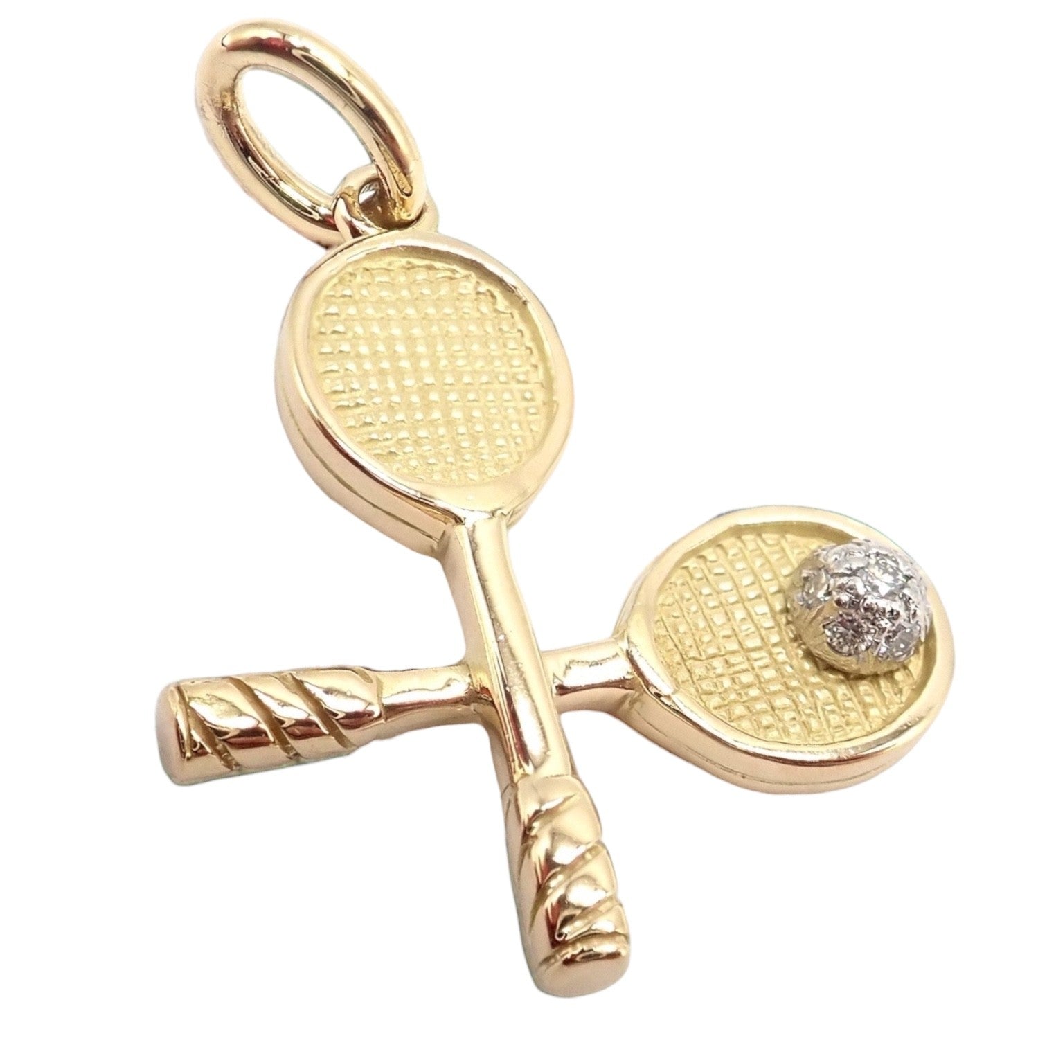 Rare Vintage Tiffany & Co. 18k Yellow + White Gold Tennis Rackets Diamond Charm | Fortrove