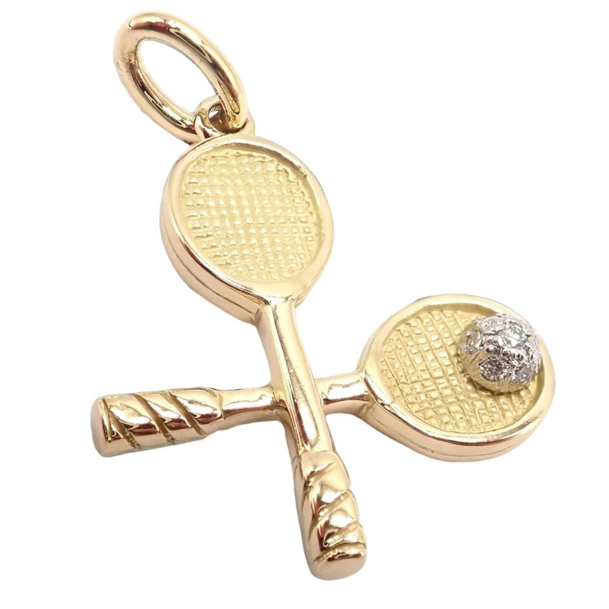 Tiffany & Co. Jewelry & Watches:Fine Jewelry:Necklaces & Pendants Rare Vintage Tiffany & Co. 18k Yellow + White Gold Tennis Rackets Diamond Charm