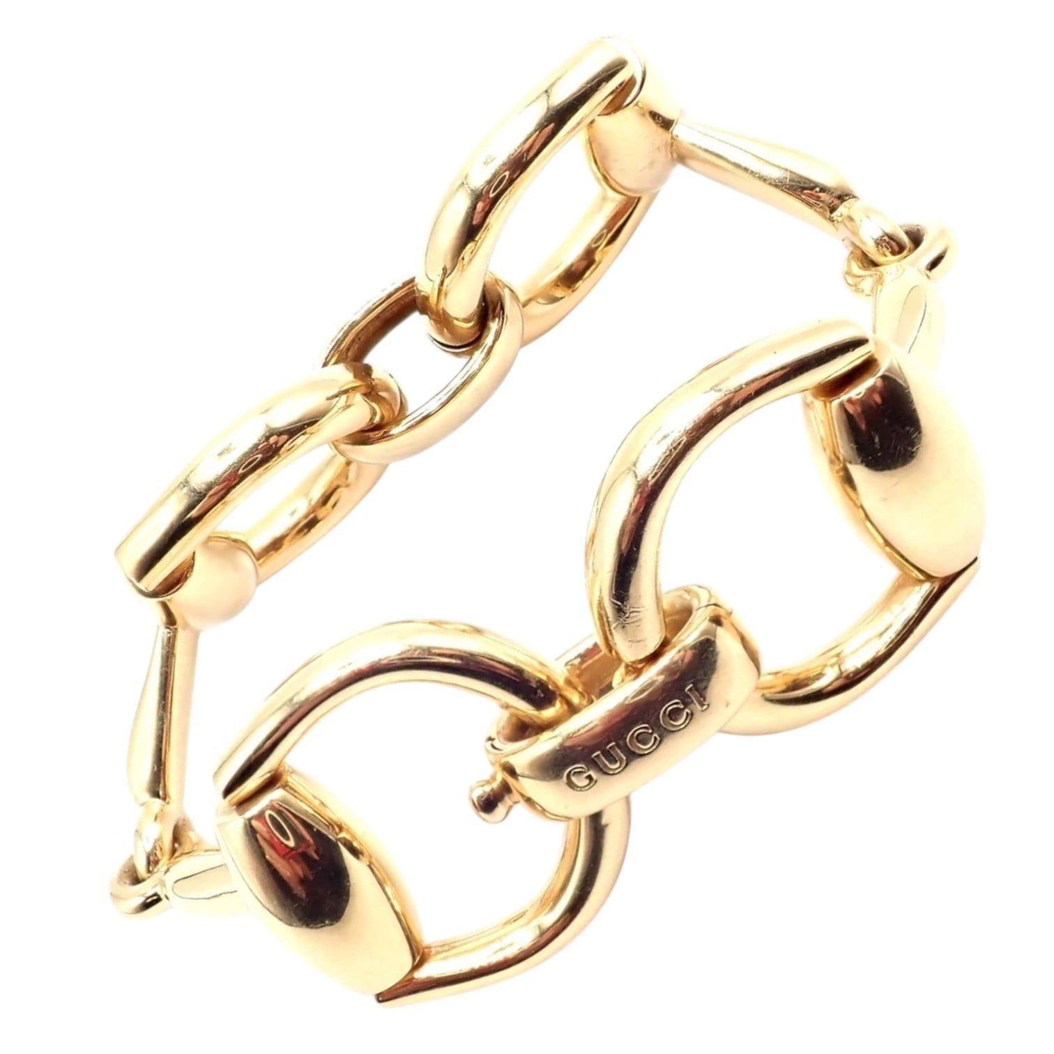 Gucci Jewelry & Watches:Fine Jewelry:Bracelets & Charms Authentic! Gucci Equestrian 18k Yellow Gold Large Horsebit Link Bracelet