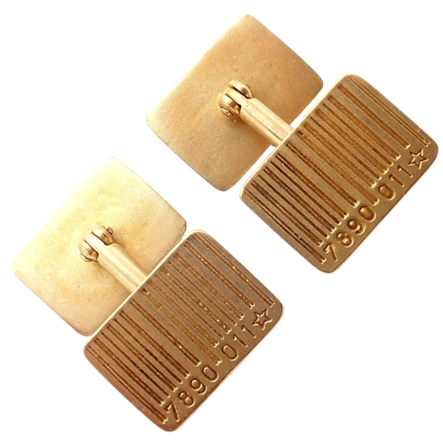 H.Stern Jewelry & Watches:Men's Jewelry:Cufflinks Rare! H. Stern 18k Yellow Gold UPC Bar Code Cufflinks