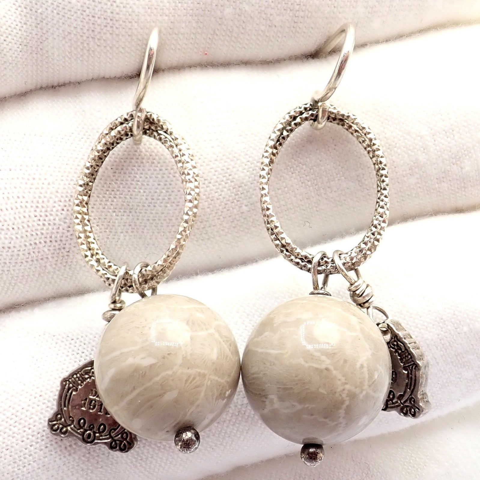Rare! Mario Buccellati Free Time Silver Oval River Stone Earrings | Fortrove