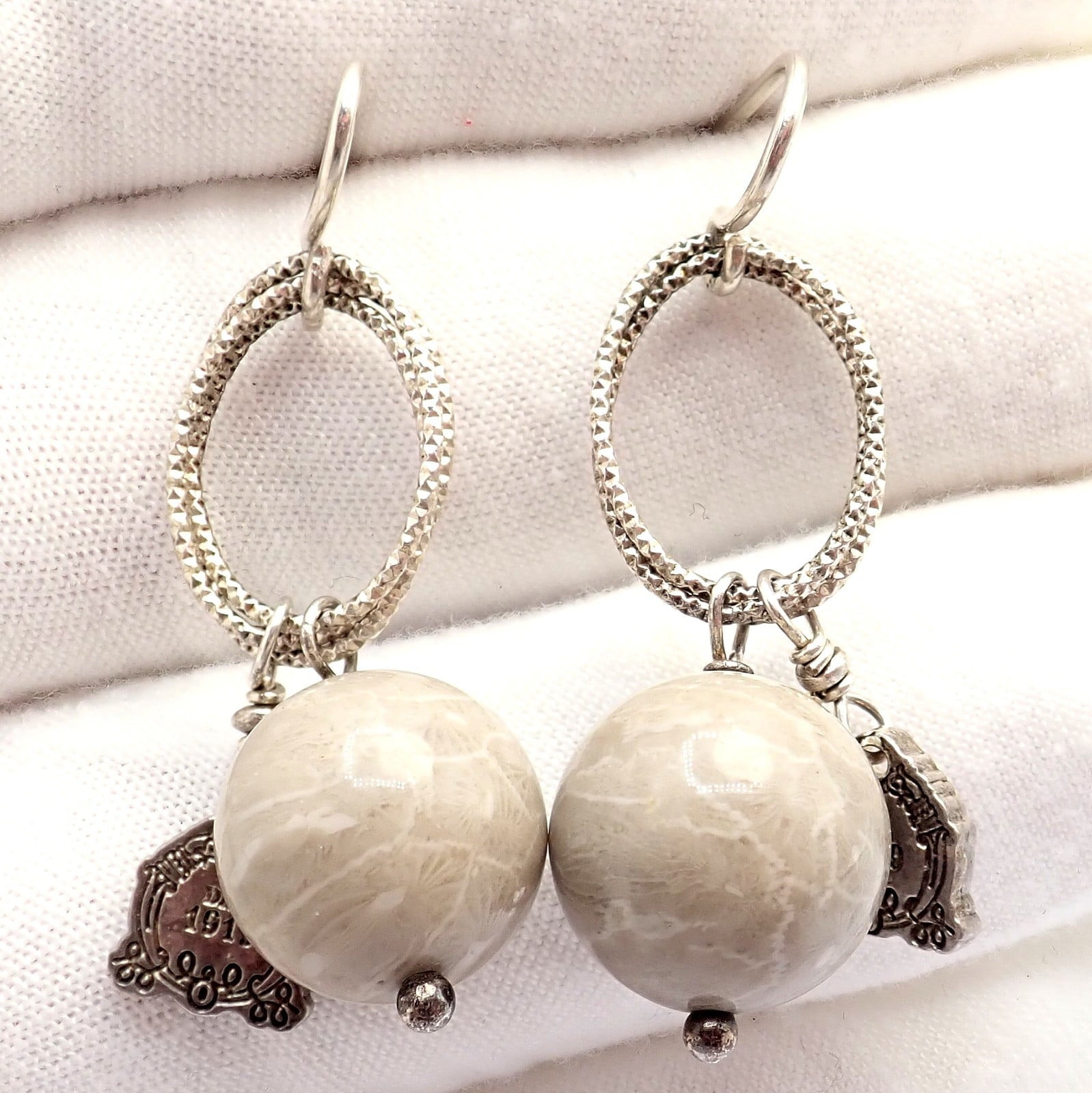 Buccellati Jewelry & Watches:Fine Jewelry:Earrings Rare! Mario Buccellati Free Time Silver Oval River Stone Earrings