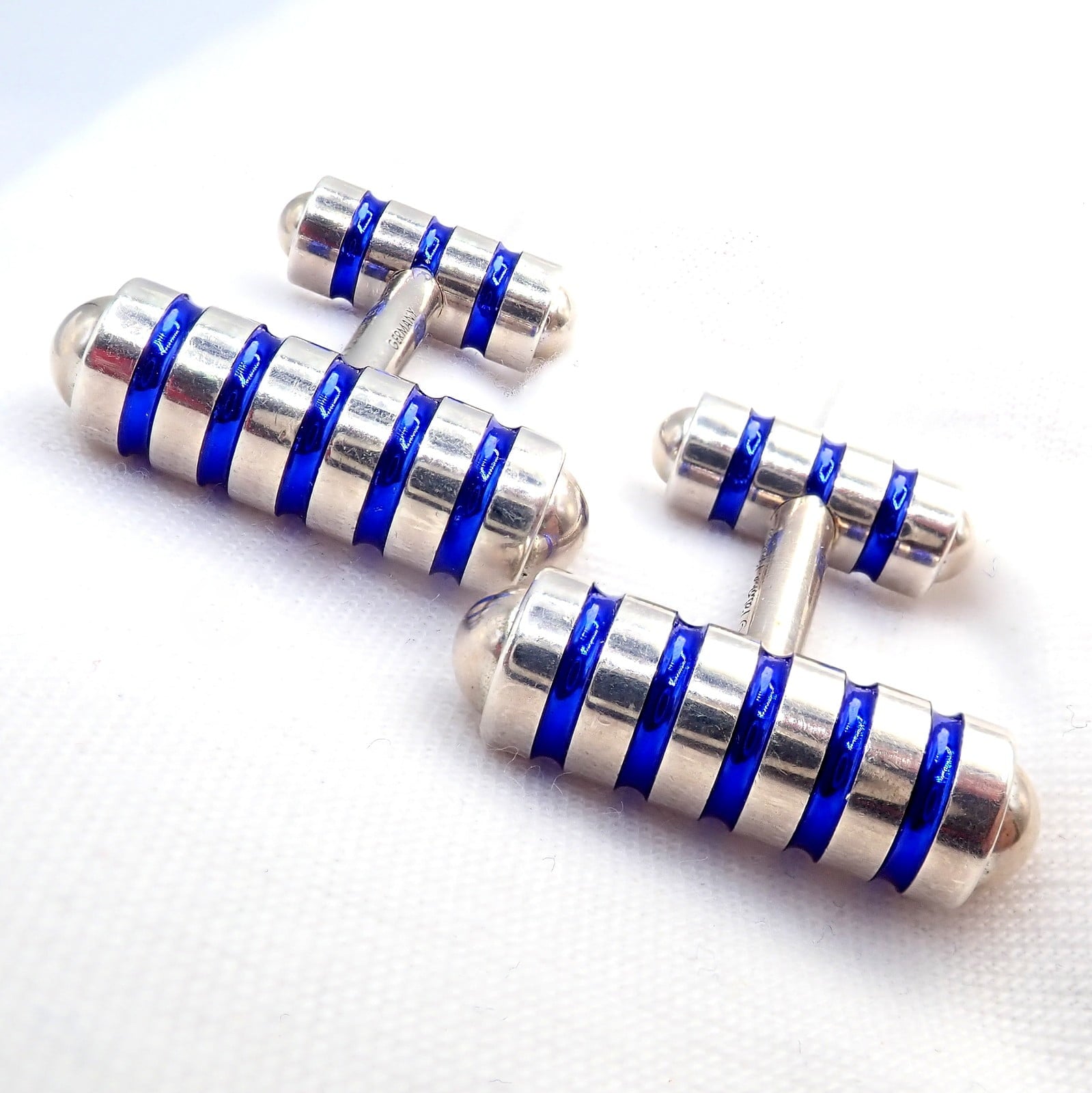 Tiffany & Co. Jewelry & Watches:Men's Jewelry:Cufflinks Tiffany & Co. Picasso Sterling Silver Cobalt Blue Enamel Cufflinks Germany