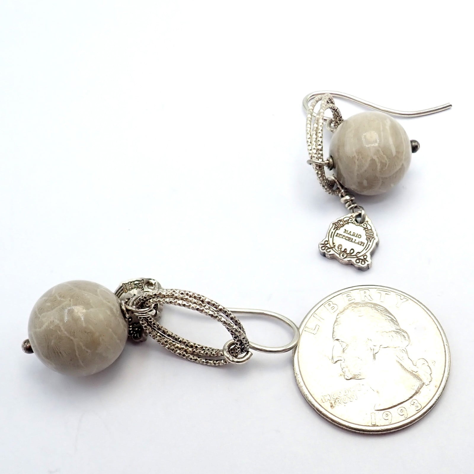 Buccellati Jewelry & Watches:Fine Jewelry:Earrings Rare! Mario Buccellati Free Time Silver Oval River Stone Earrings