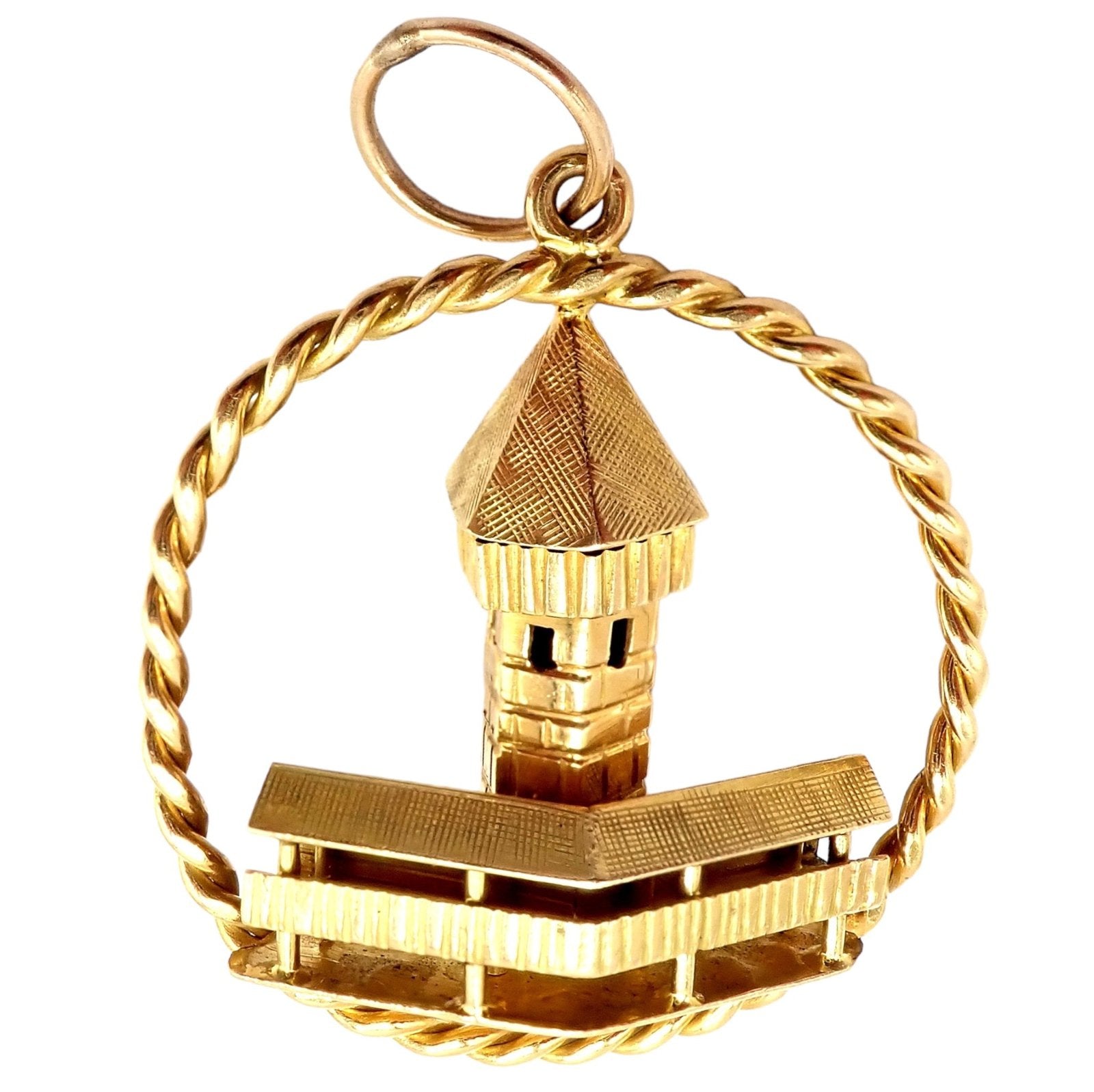 Gubelin Jewelry & Watches:Fine Jewelry:Bracelets & Charms Rare! Vintage Gubelin 18k Yellow Gold Wooden Chapel Bridge Tower Charm Pendant