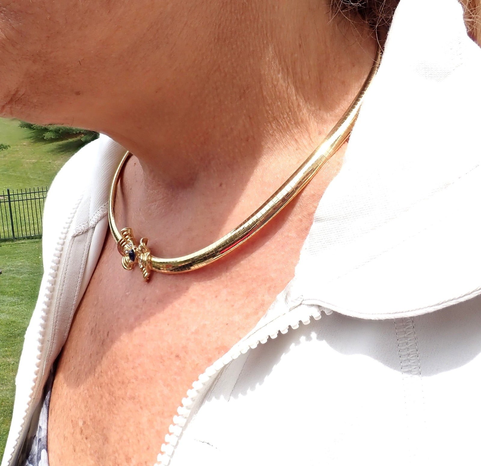 Christian Dior Jewelry & Watches:Fine Jewelry:Necklaces & Pendants Rare! Authentic Christian Dior 18k Yellow Gold Diamond Sapphire Bow Necklace