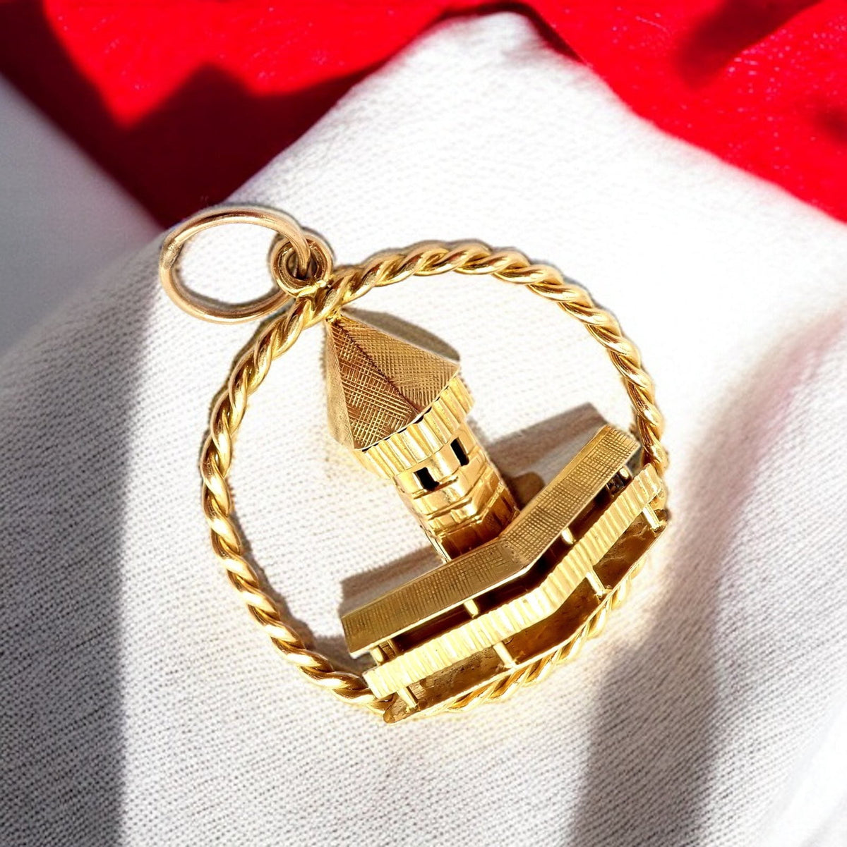 Gubelin Jewelry & Watches:Fine Jewelry:Bracelets & Charms Rare! Vintage Gubelin 18k Yellow Gold Wooden Chapel Bridge Tower Charm Pendant