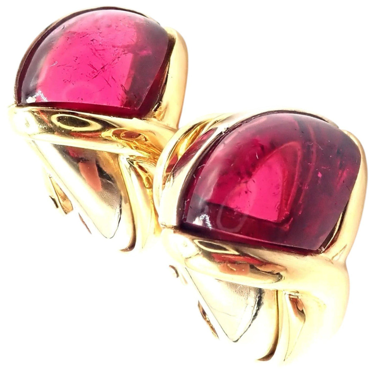 Bvlgari Jewelry & Watches:Fine Jewelry:Earrings Vintage! Bulgari Bvlgari 18k Yellow & White Gold Pink Tourmaline Earrings