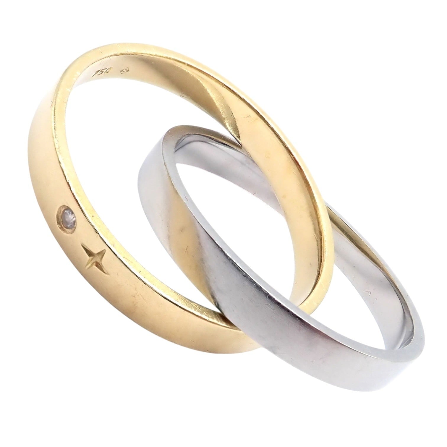 H.Stern Jewelry & Watches:Fine Jewelry:Rings Authentic! H. Stern 18k Yellow + White Gold Diamond Twin Rolling Band Ring sz 9