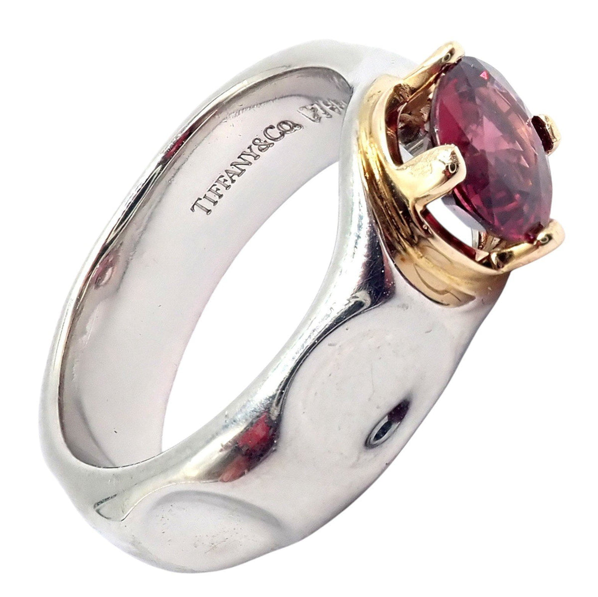 Tiffany & Co. Jewelry & Watches:Vintage & Antique Jewelry:Rings Tiffany & Co. Platinum 18k Yellow Gold Picasso Pink Tourmaline Groove Ring