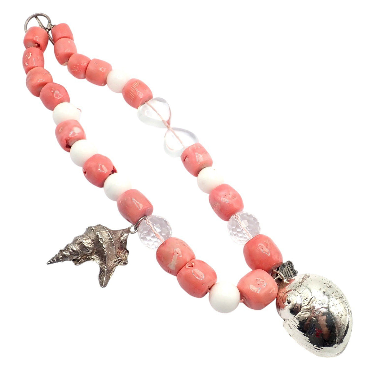 Buccellati Jewelry & Watches:Fine Jewelry:Necklaces & Pendants Rare! Vintage Mario Buccellati Free Time Silver Large Pink Coral Necklace 17.5"