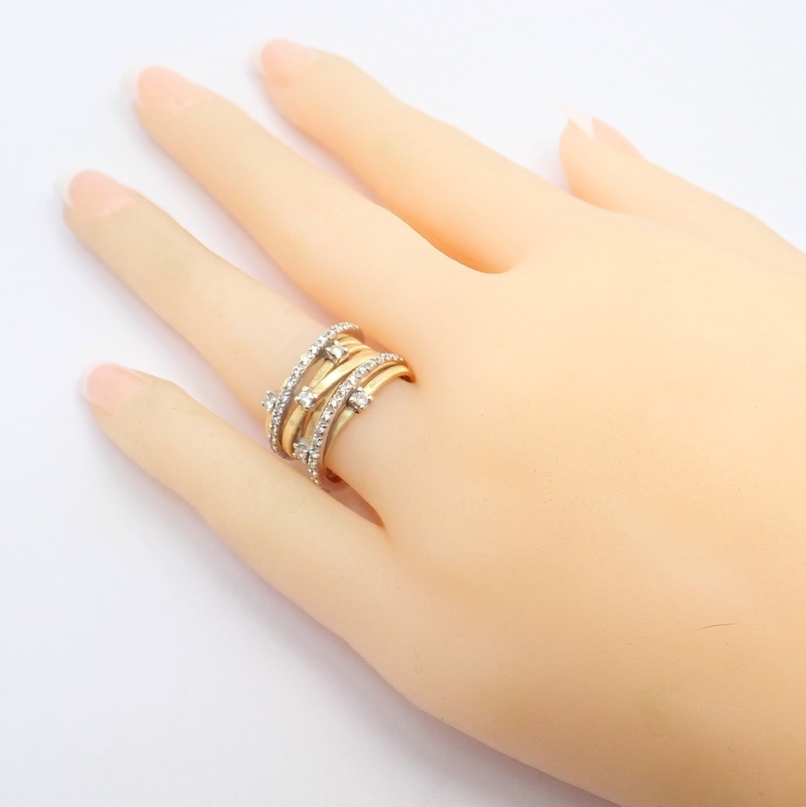 Marco Bicego Jewelry & Watches:Fine Jewelry:Rings Authentic! Marco Bicego 18k Yellow White Gold Diamond 7 Row Goa Ring sz 6.5