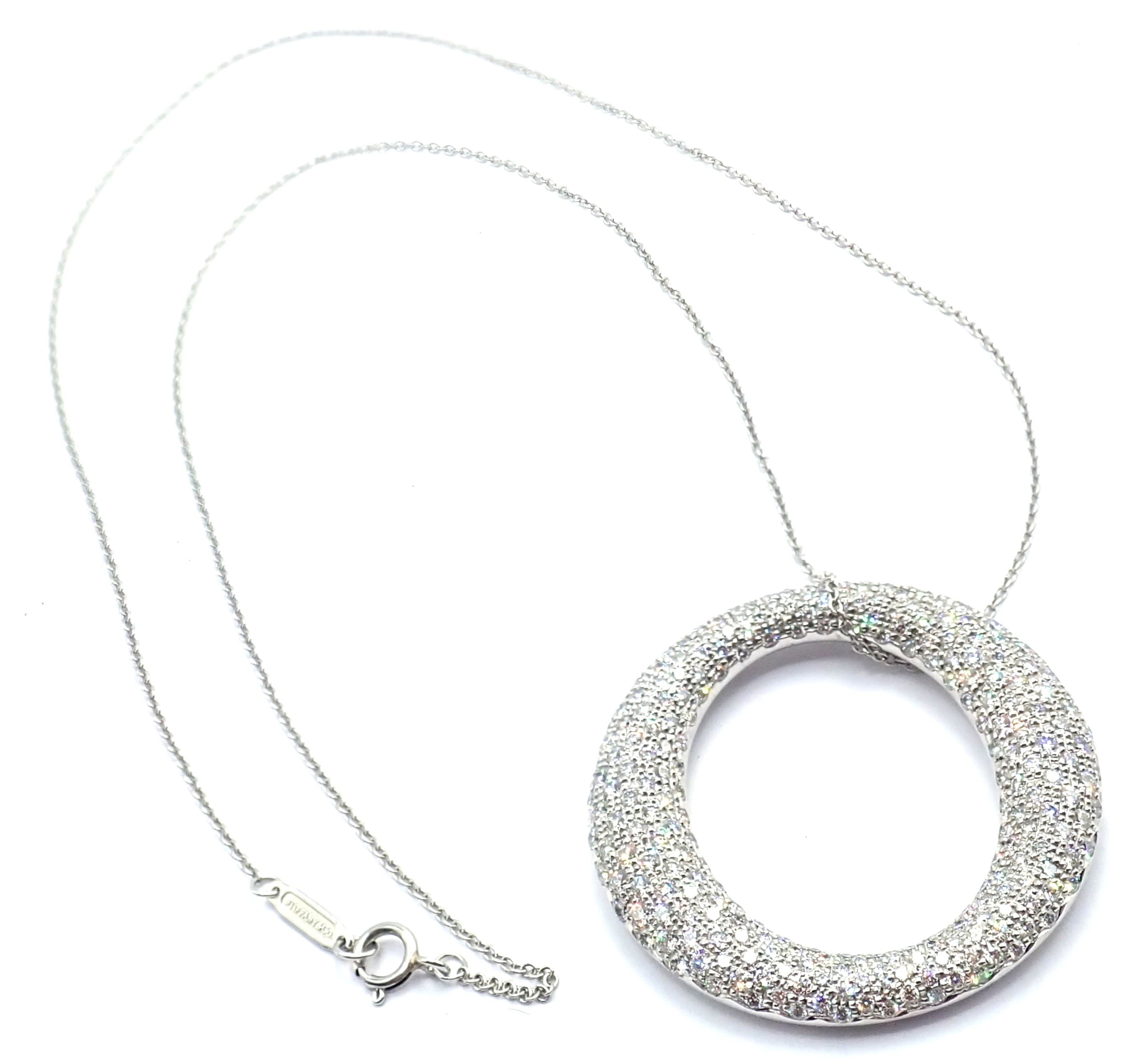 Tiffany & Co Peretti Platinum Diamond Large 35mm Sevillana Pendant Necklace | Fortrove