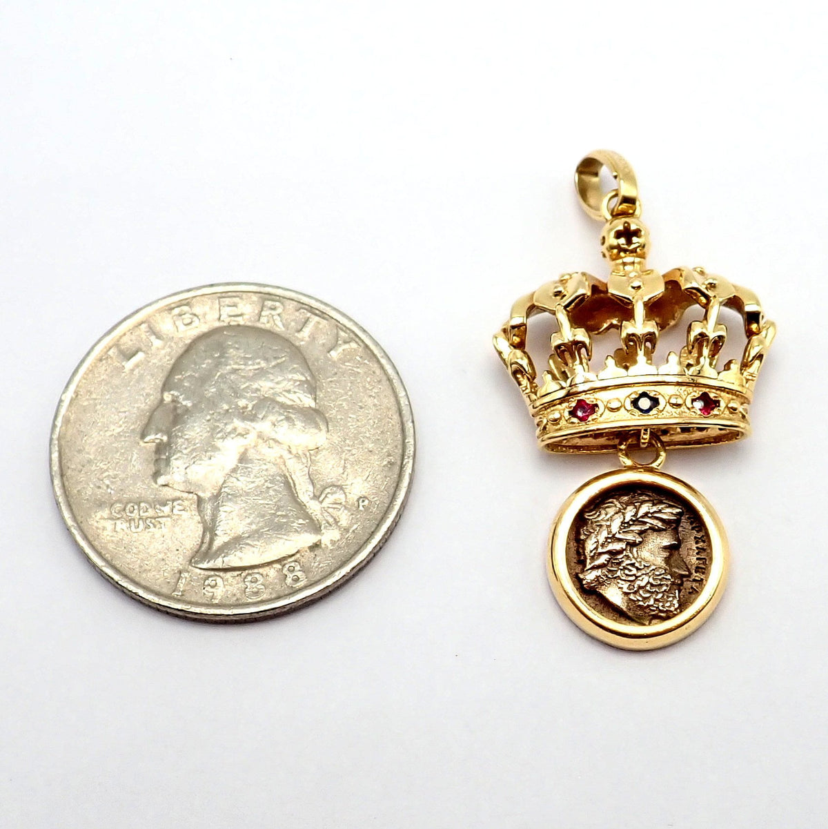 Dolce&Gabbana Jewelry & Watches:Fine Jewelry:Necklaces & Pendants Rare Vintage Dolce & Gabbana 18k Yellow Gold Crown Ancient Coin Pendant Charm
