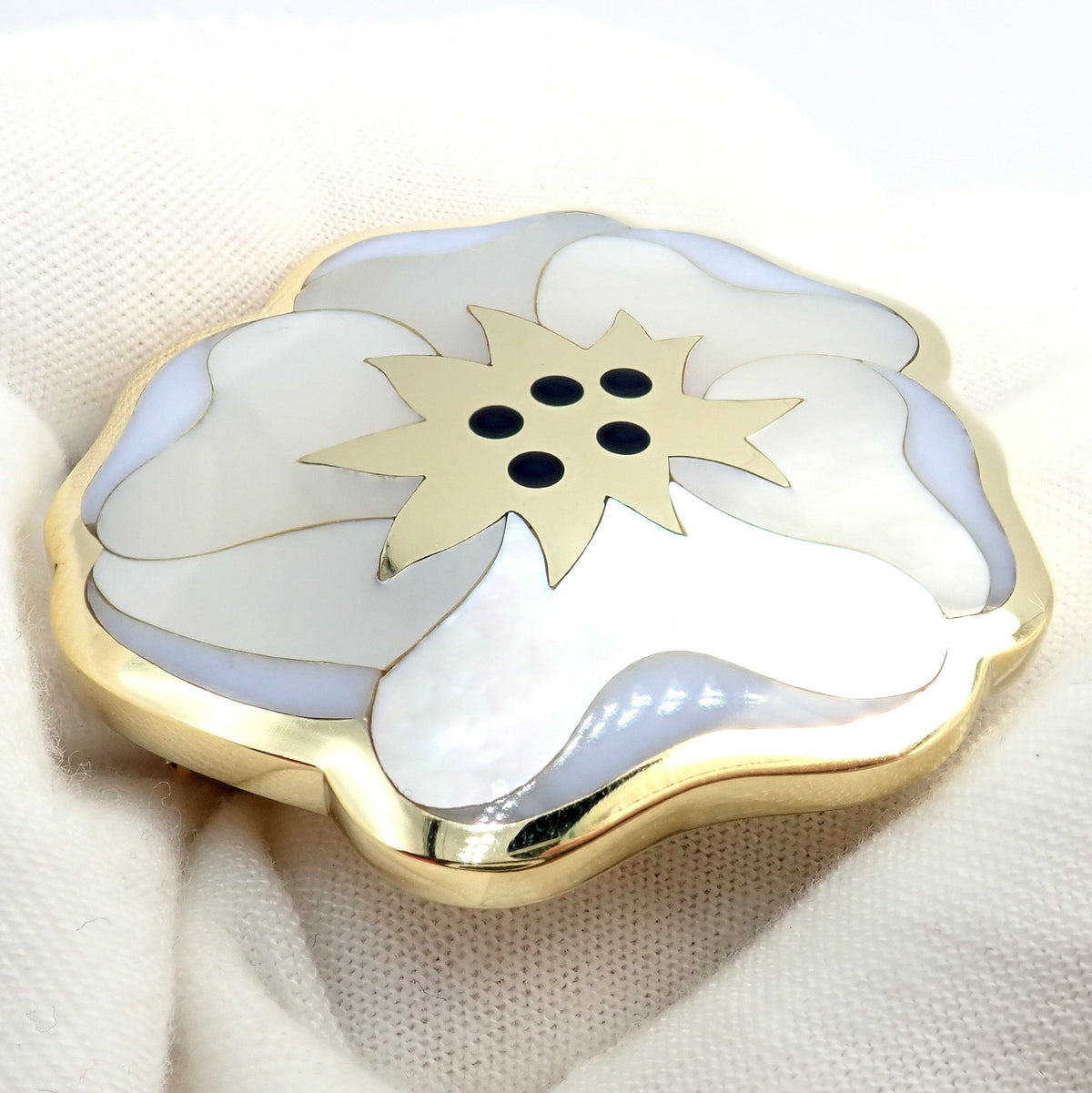 Tiffany & Co. Jewelry & Watches:Fine Jewelry:Brooches & Pins Rare! Tiffany & Co. Cummings 18k Yellow Gold Inlay Onyx Mother of Pearl Brooch