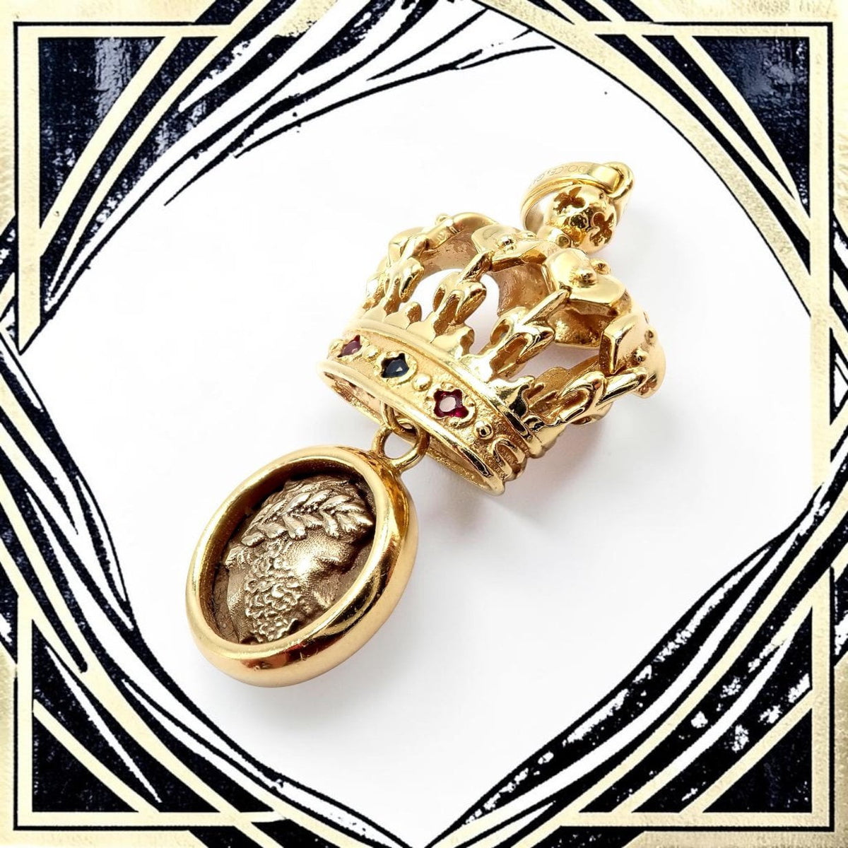 Dolce&Gabbana Jewelry & Watches:Fine Jewelry:Necklaces & Pendants Rare Vintage Dolce & Gabbana 18k Yellow Gold Crown Ancient Coin Pendant Charm