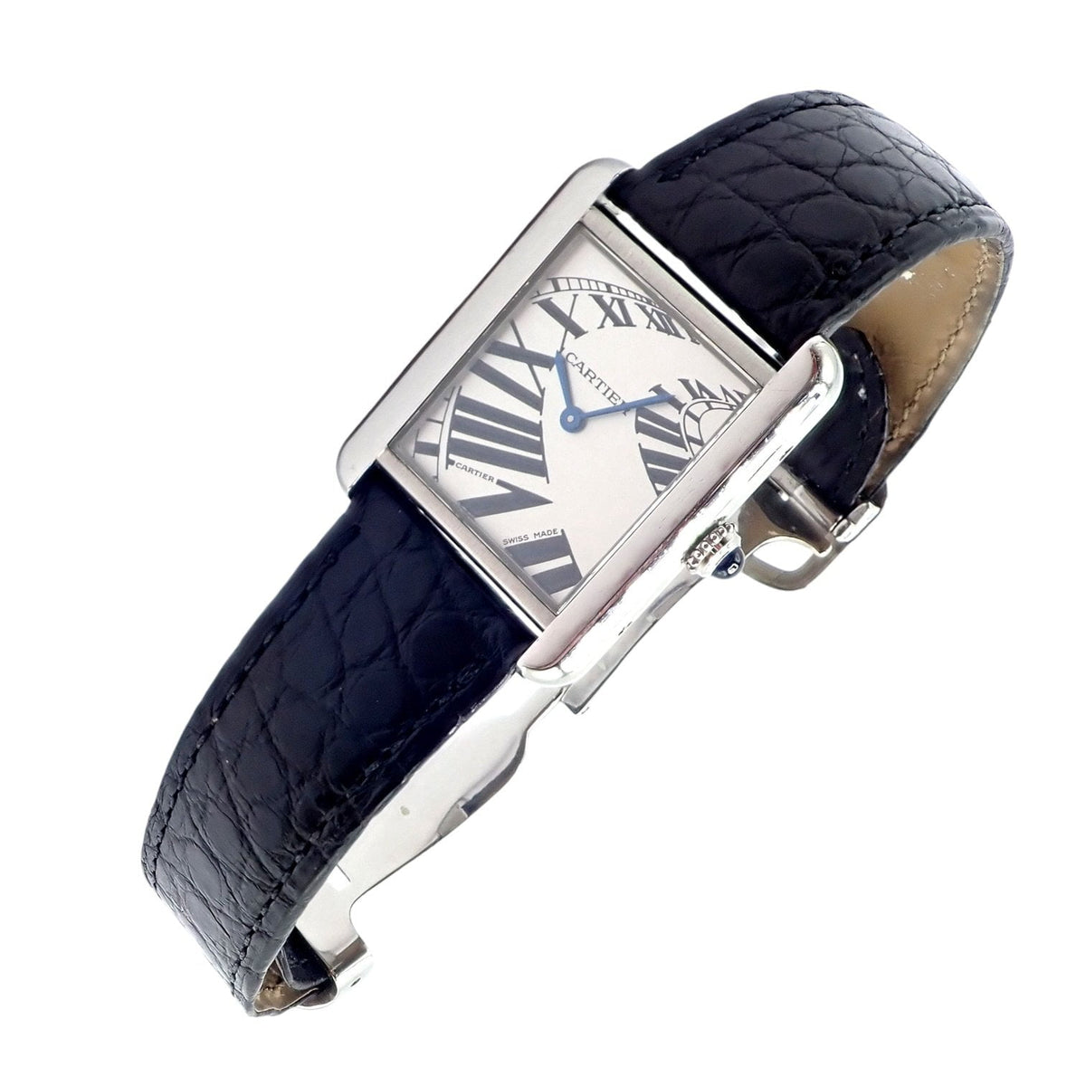 Cartier Jewelry & Watches:Watches, Parts & Accessories:Watches:Wristwatches Rare! Cartier Tank SS Solo Piano Dial Watch 2011 Box + Papers Ref W5200018