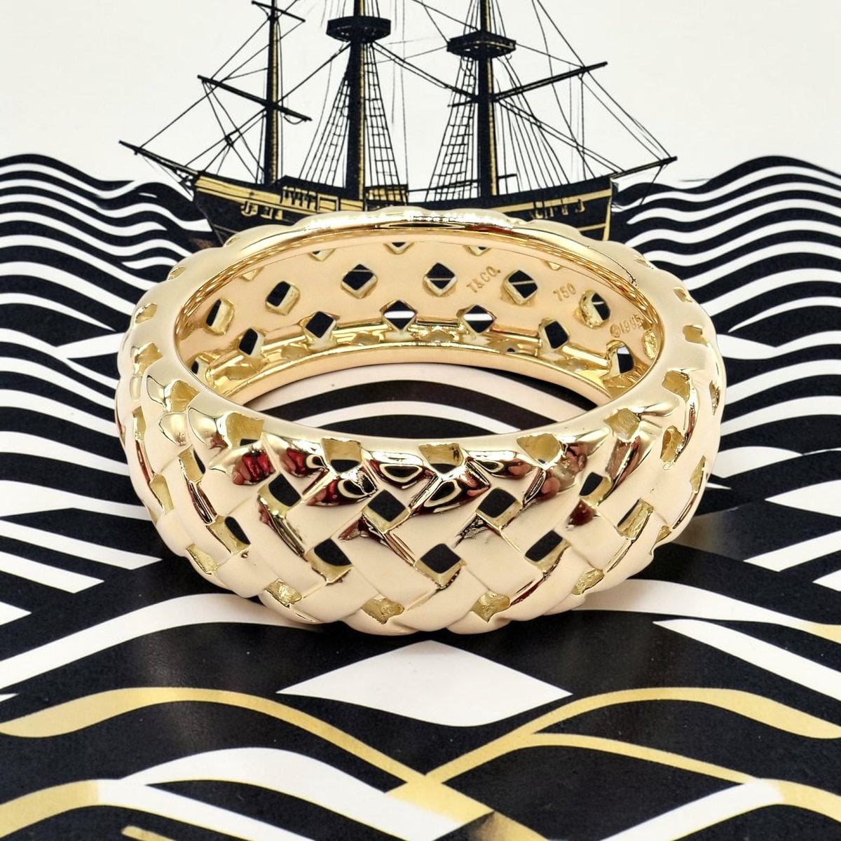 Tiffany & Co. Jewelry & Watches:Fine Jewelry:Rings Tiffany & Co. 18k Yellow Gold 8.7mm Band Vannerie Basket Weave Ring Sz 11