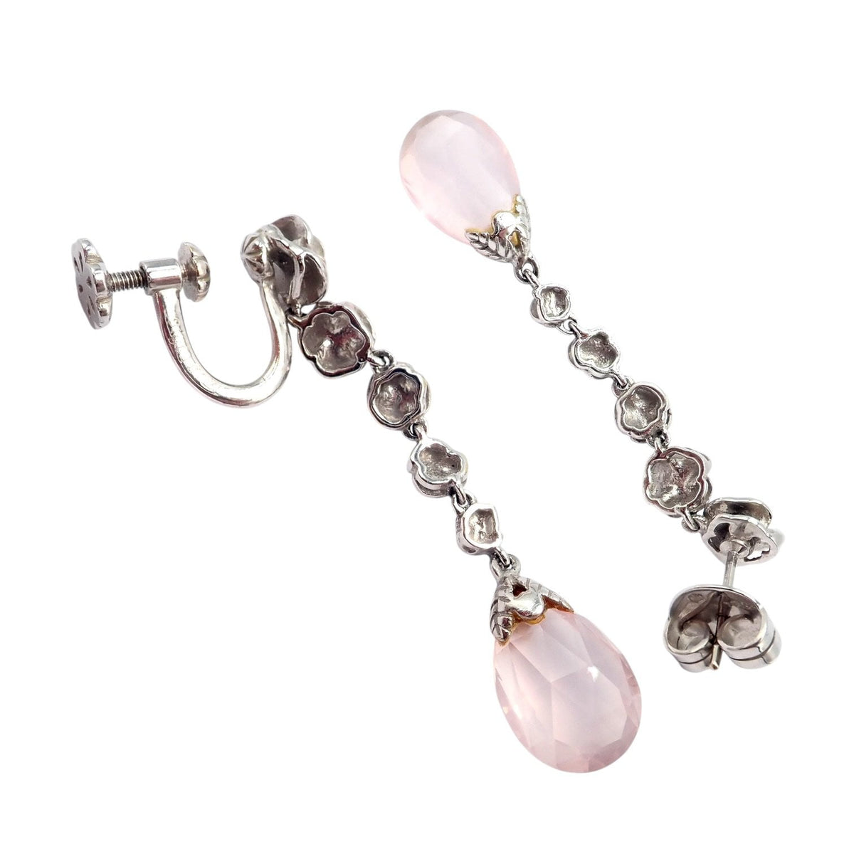 Carrera y Carrera Jewelry & Watches:Fine Jewelry:Earrings Rare! Carrera Y Carrera CyC 18k White Gold Pink Stone Rose Unique Earrings