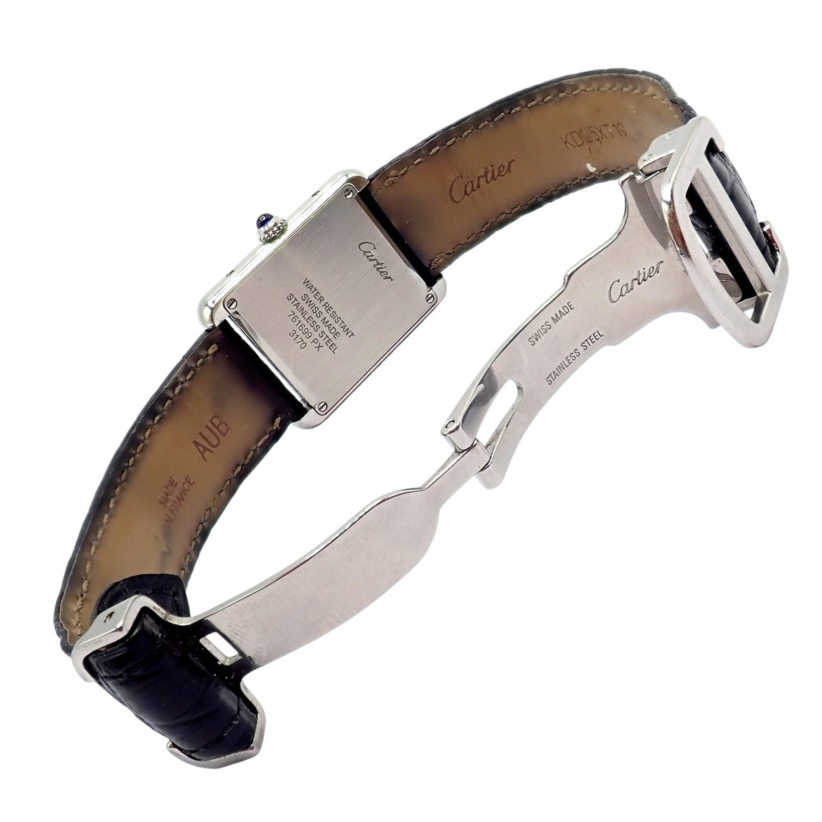 Cartier Jewelry & Watches:Watches, Parts & Accessories:Watches:Wristwatches Rare! Cartier Tank SS Solo Piano Dial Watch 2011 Box + Papers Ref W5200018
