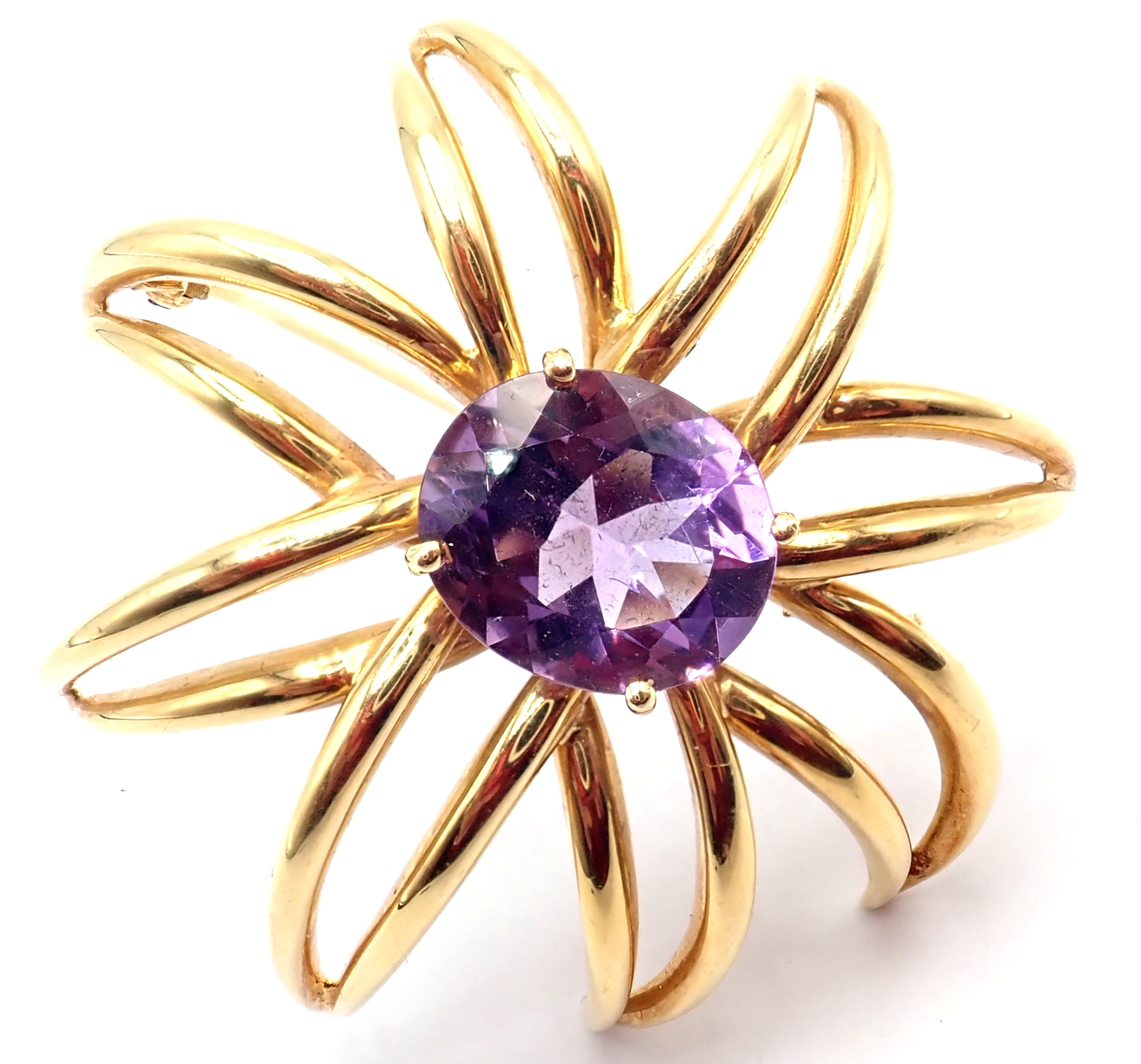 Tiffany & Co. Jewelry & Watches:Fine Jewelry:Brooches & Pins Authentic! Tiffany & Co Fireworks 18k Yellow Gold Amethyst Pin Brooch 1994