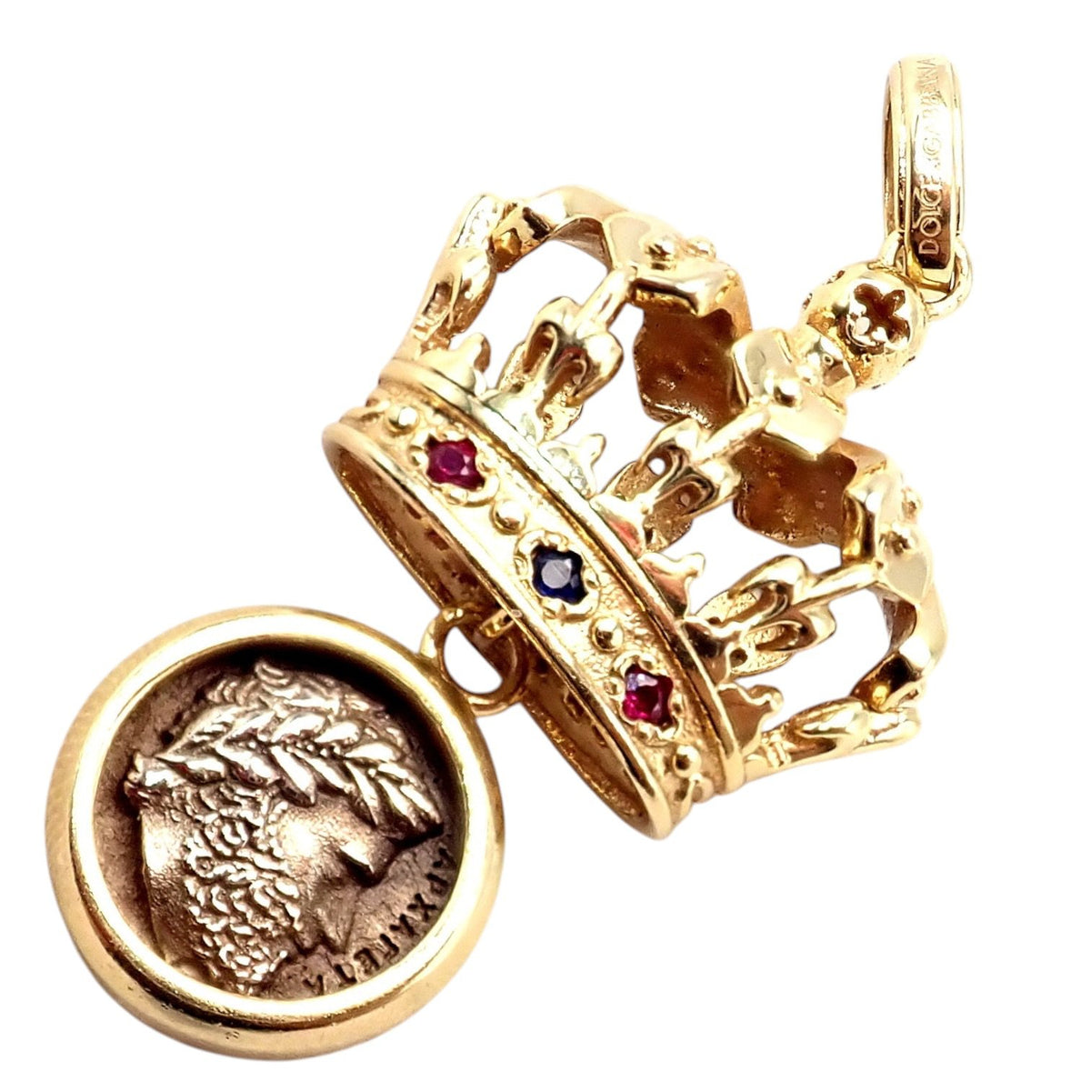 Dolce&Gabbana Jewelry & Watches:Fine Jewelry:Necklaces & Pendants Rare Vintage Dolce & Gabbana 18k Yellow Gold Crown Ancient Coin Pendant Charm