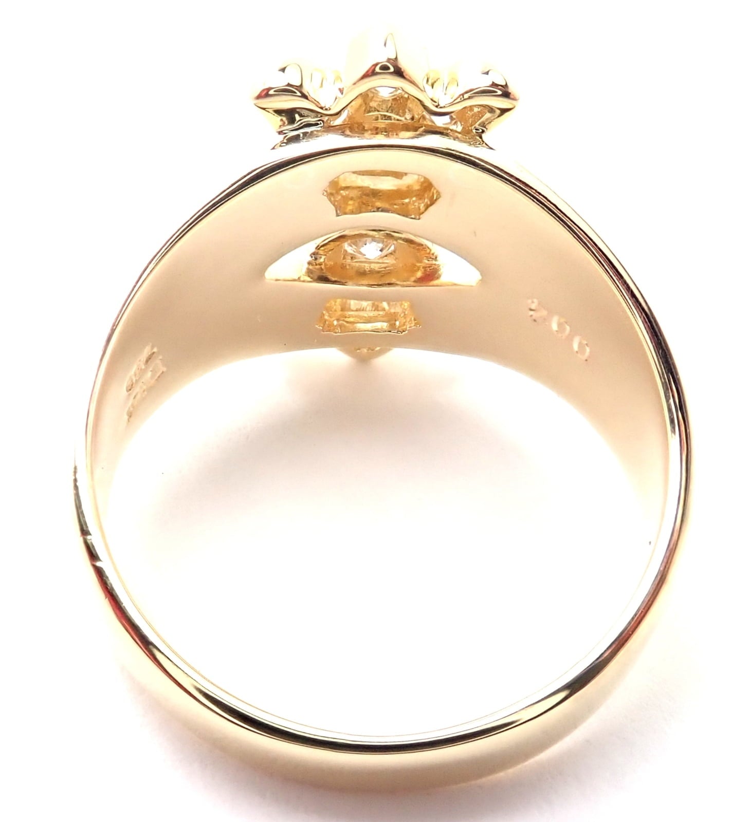 Christian Dior Jewelry & Watches:Fine Jewelry:Rings Rare! Authentic Christian Dior 18k Yellow Gold Diamond Flower Tulip Band Ring