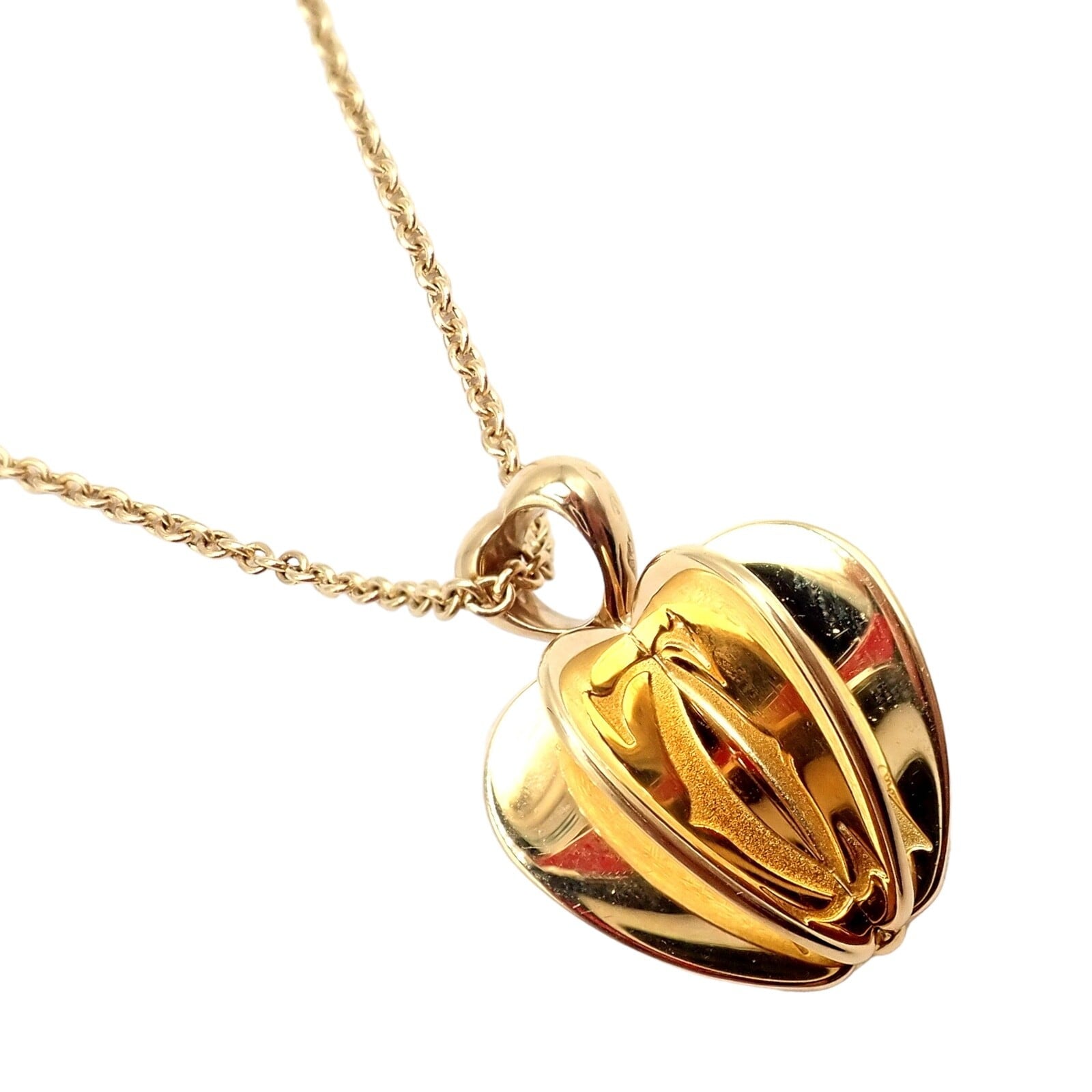 Cartier Jewelry & Watches:Fine Jewelry:Necklaces & Pendants Rare! Cartier 18k Yellow Gold Double C 3D Apple Pendant Chain Necklace