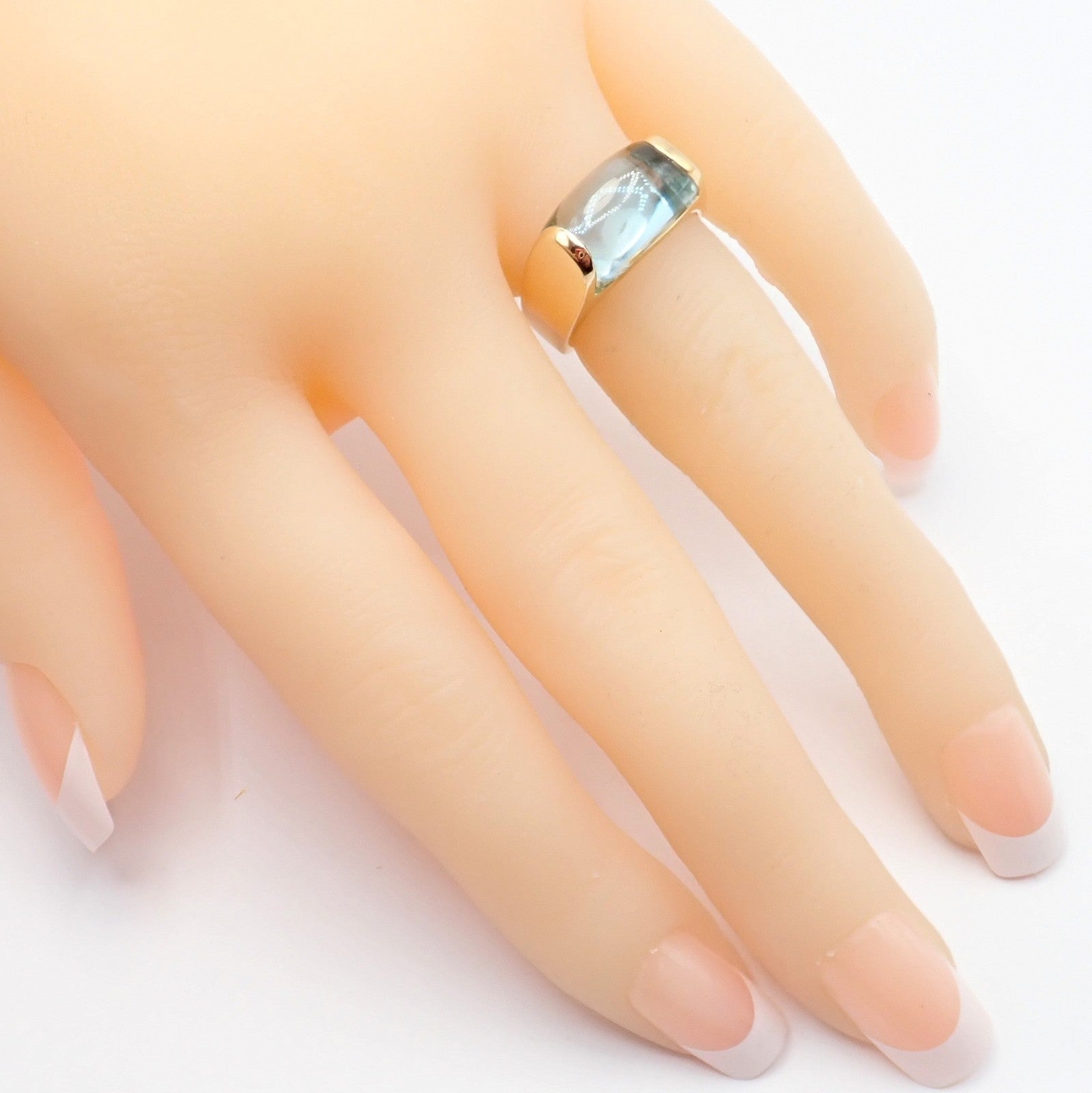 Bulgari Jewelry & Watches:Fine Jewelry:Rings Authentic Bulgari Bvlgari Tronchetto 18k Yellow Gold Blue Topaz Ring sz 5.5