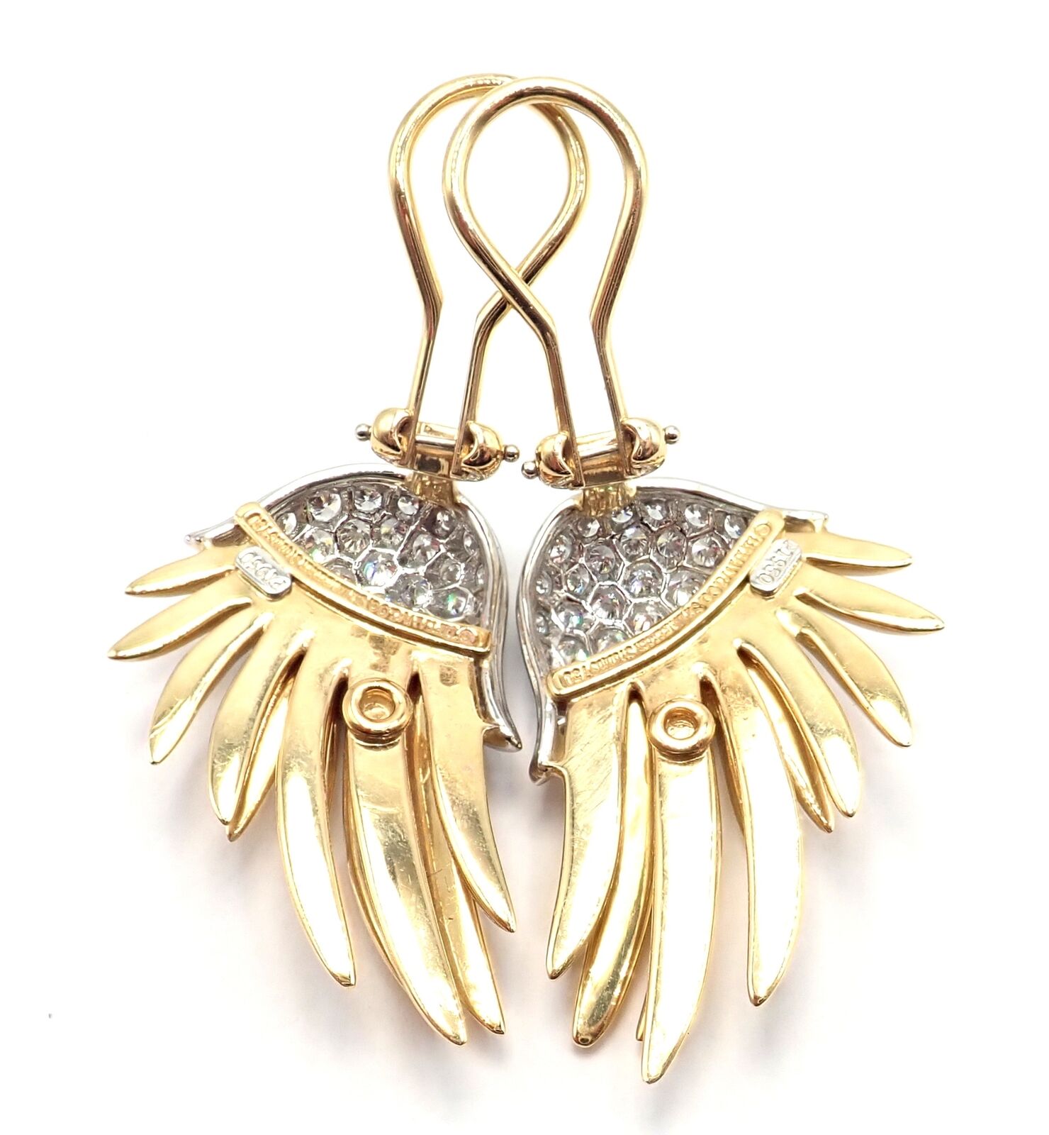 Authentic! Tiffany & Co Schlumberger Flame 18k Gold Platinum Diamond Earrings | Fortrove