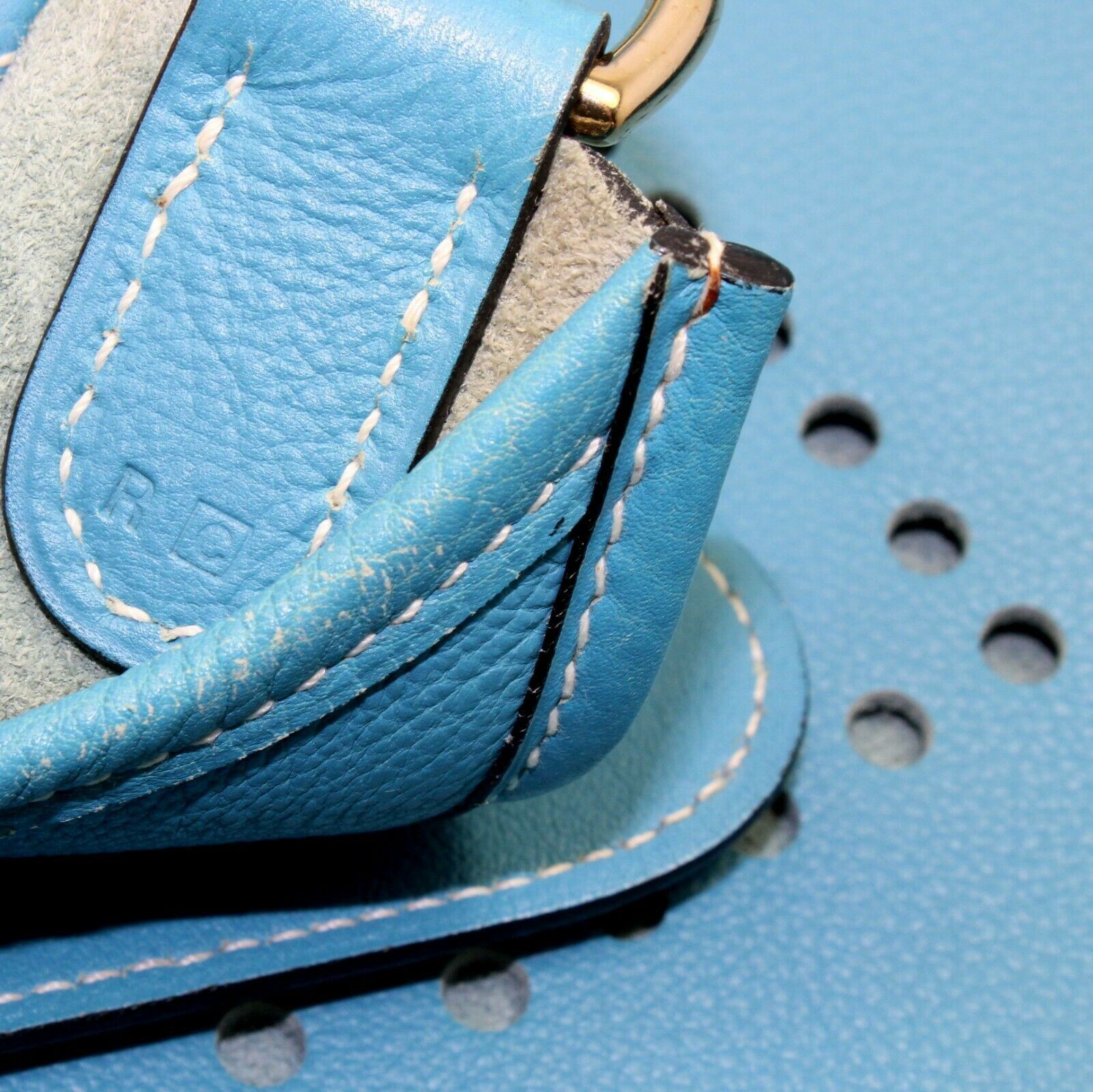Hermes Clothing, Shoes & Accessories:Women:Women's Bags & Handbags Authentic! Hermes Evelyne Blue Jean Clemence Leather GM Handbag Purse