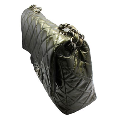 Chanel Clothing, Shoes & Accessories:Women:Women's Bags & Handbags 2008 Chanel Classic Jumbo Quilted Patent Leather Rare Olive Green Handbag Purse
