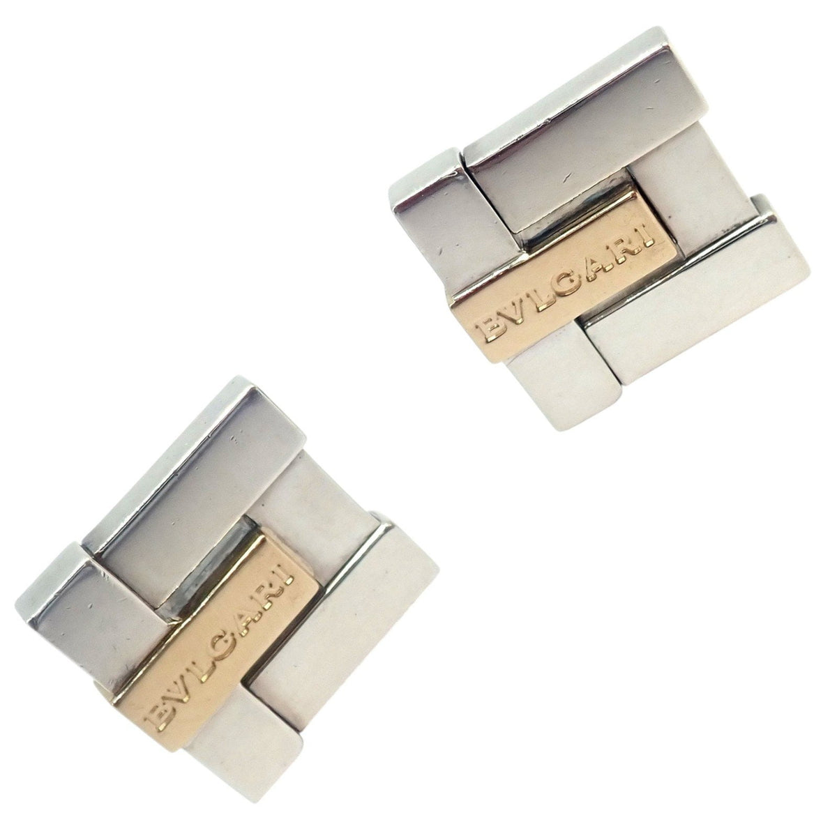 Bulgari Jewelry & Watches:Men's Jewelry:Cufflinks Authentic! Bulgari Bvlgari 18k Yellow Gold + Sterling Silver Square Cufflinks