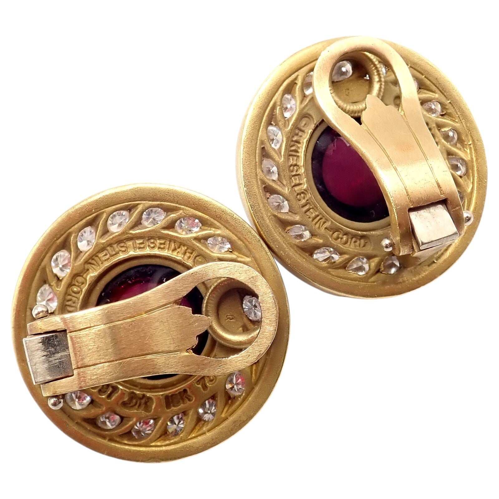 Kieselstein-Cord Jewelry & Watches:Men's Jewelry:Earrings Rare! Vintage Kieselstein Cord 18k Yellow Gold Garnet Diamond Earrings 1997