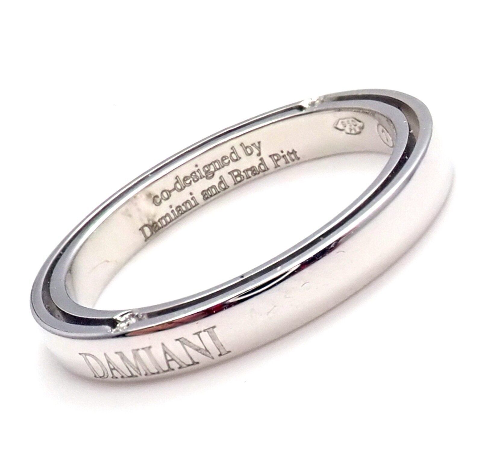 Damiani Jewelry & Watches:Fine Jewelry:Rings Rare! Authentic Damiani Brad Pitt Platinum 4 Diamond 3mm Band Ring Sz 8.25