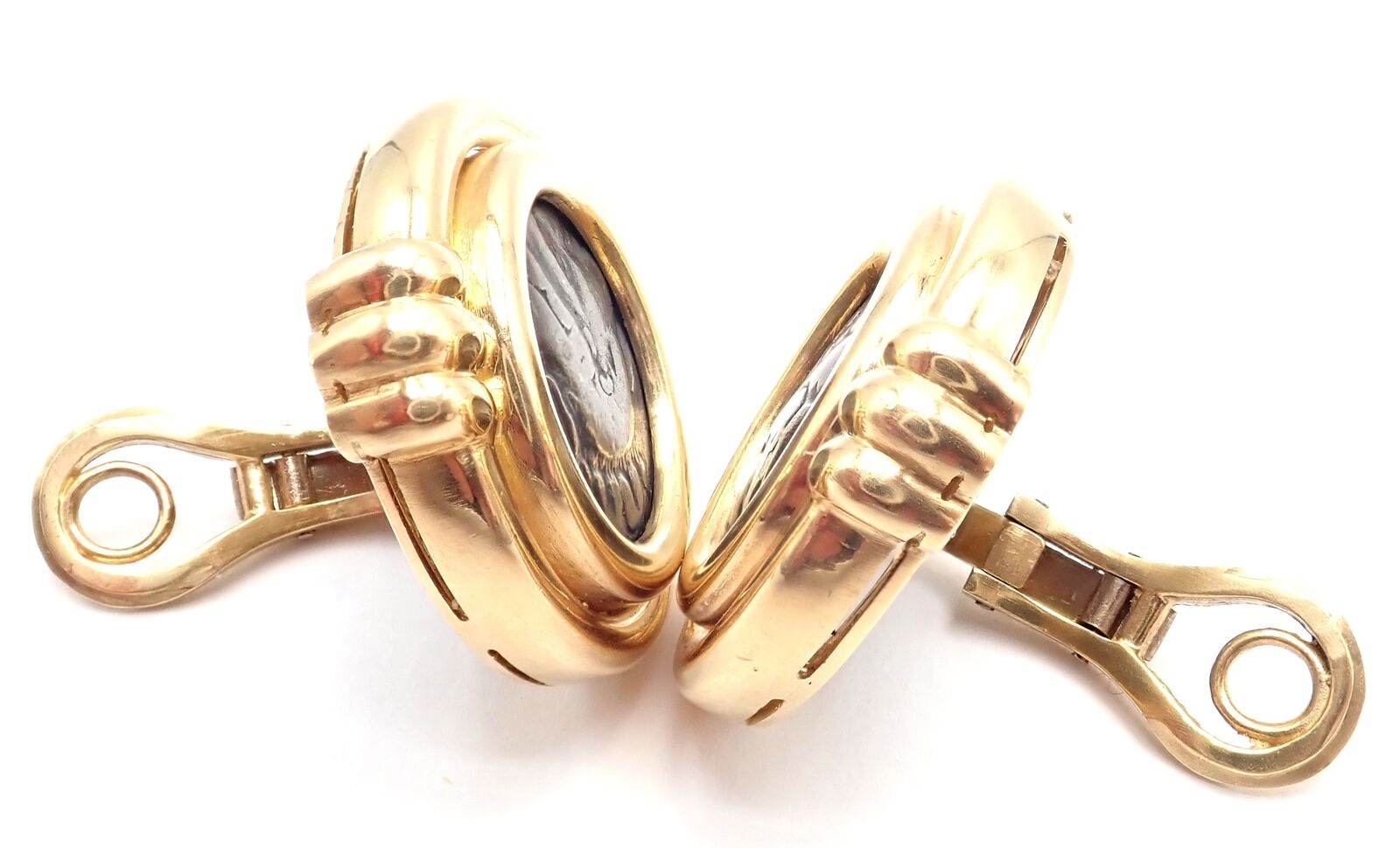 Vintage Bulgari Bvlgari 18k Yellow Gold Alexander The Great Coin Moneta Earrings | Fortrove
