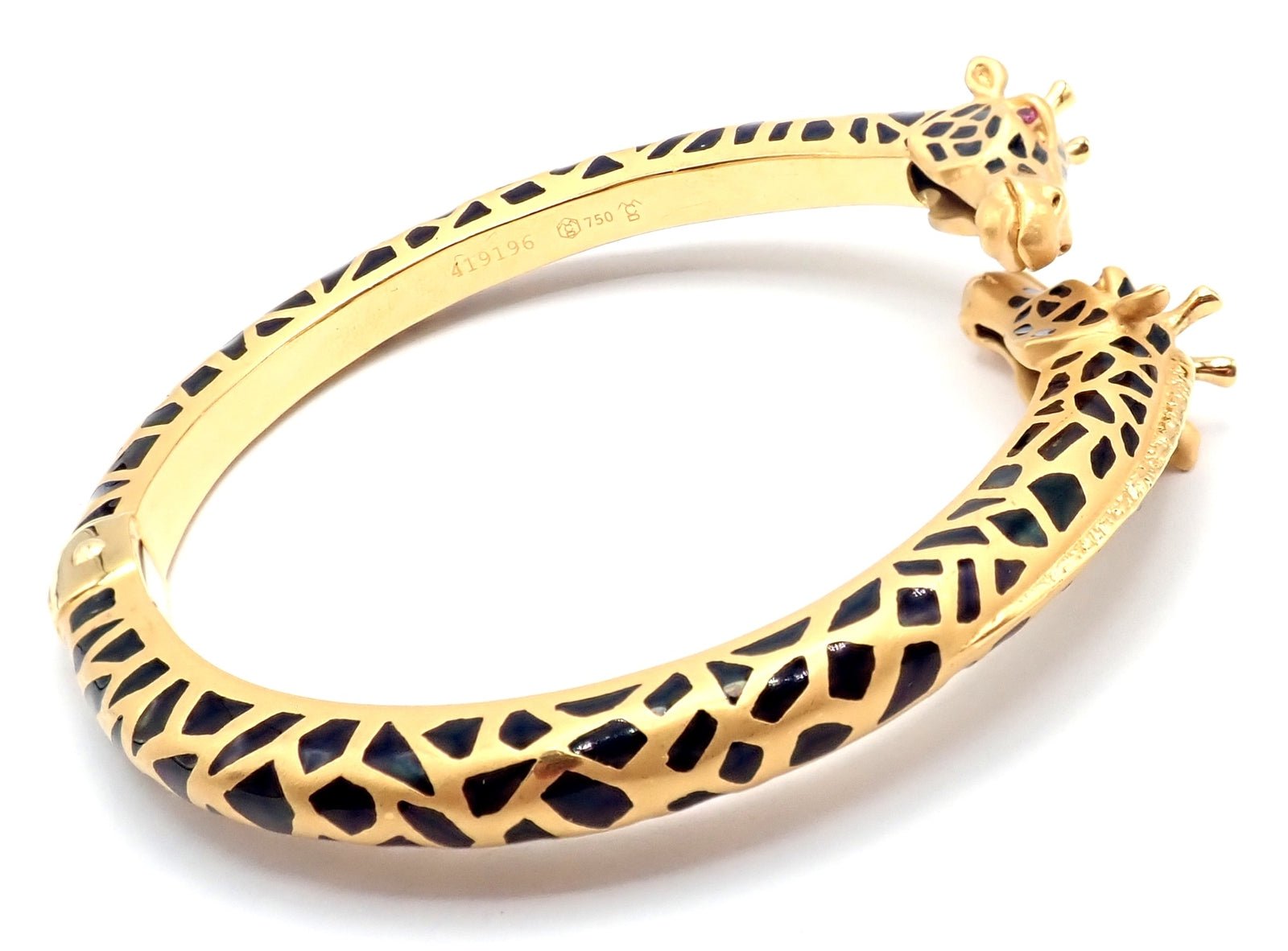Carrera Y Carrera Giraffe 18k Yellow Gold Diamond Enamel Bangle Bracelet | Fortrove
