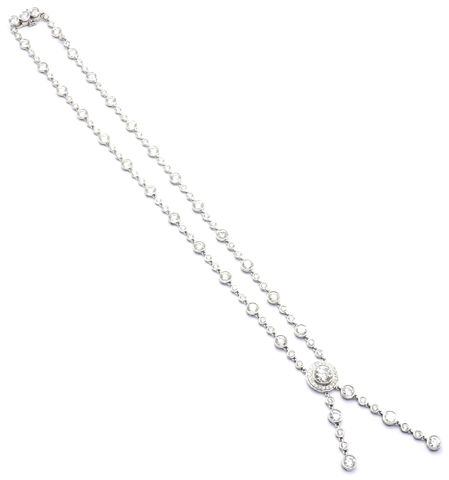 Tiffany & Co Jazz Platinum 8.75ct Diamond Lariat Drop Necklace | Fortrove