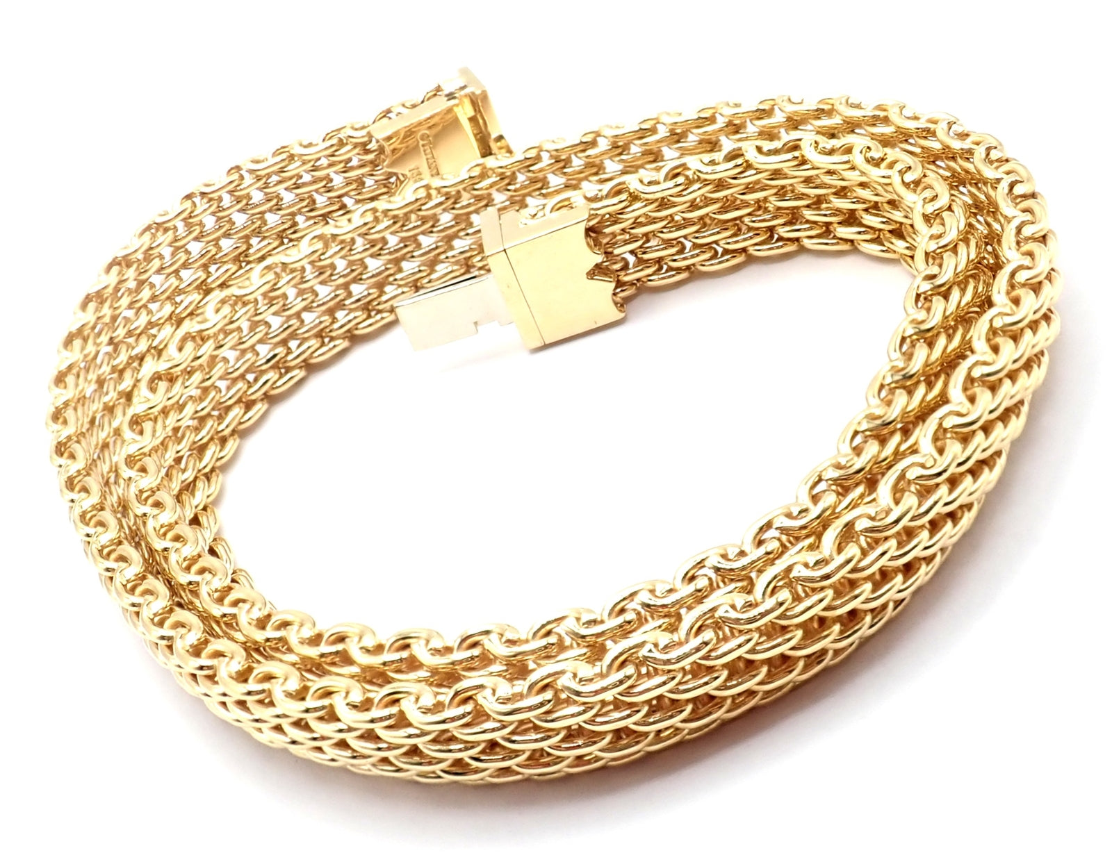 Authentic! Tiffany & Co 18k Yellow Gold Somerset Mesh 89.3 Grams Heavy Necklace | Fortrove